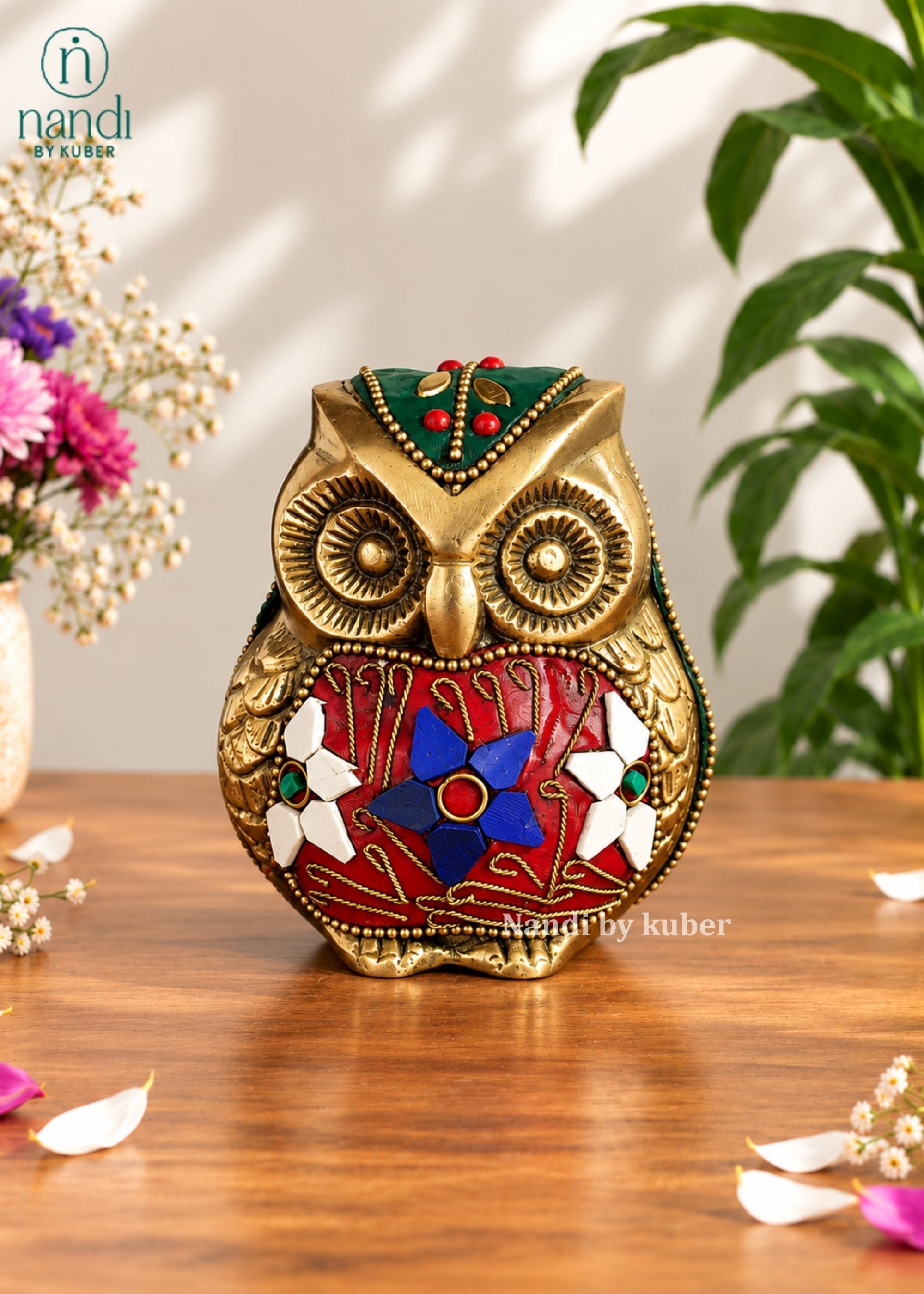 Brass Owl Carved - angle 5
