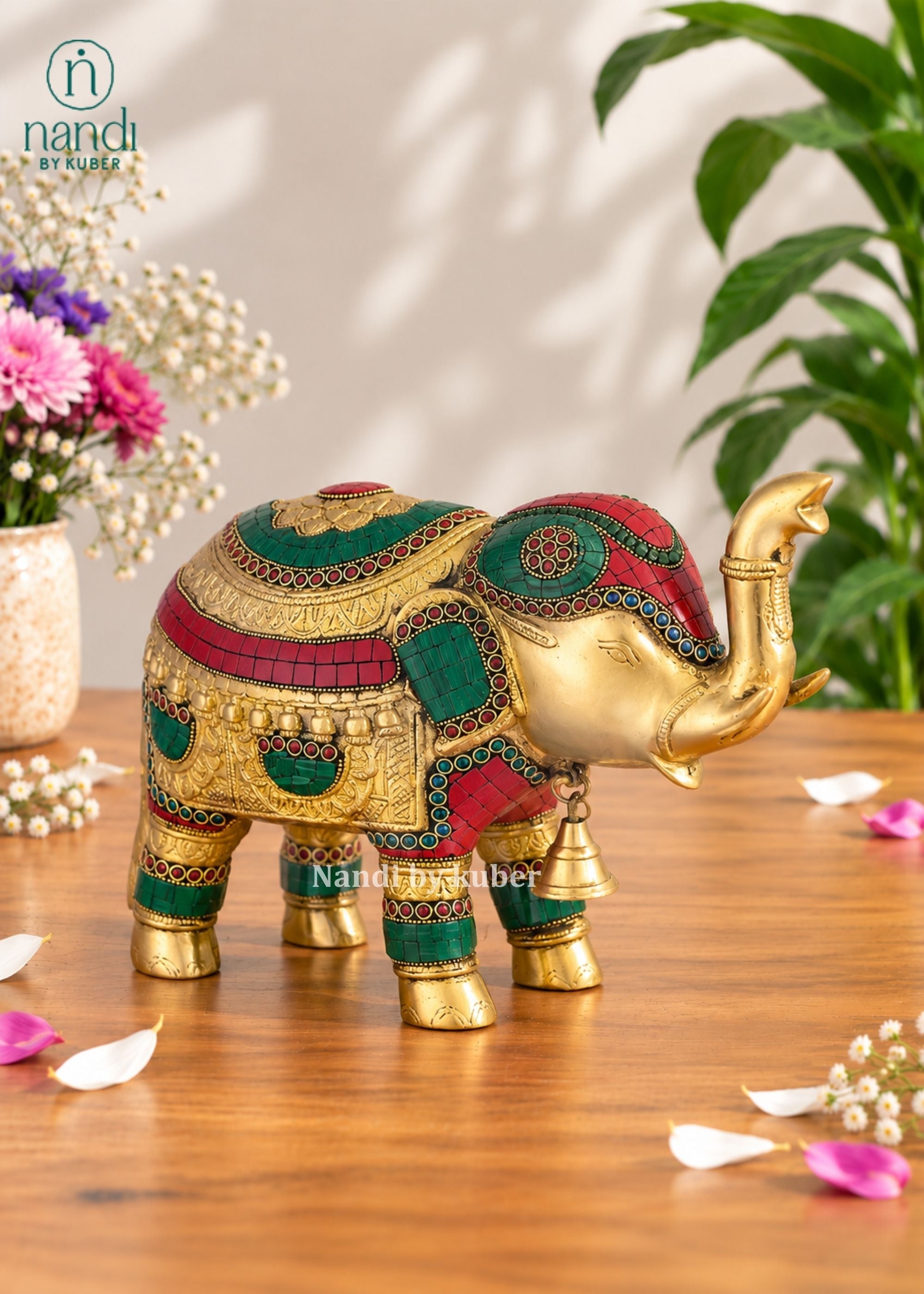 Brass Elephant With Bell