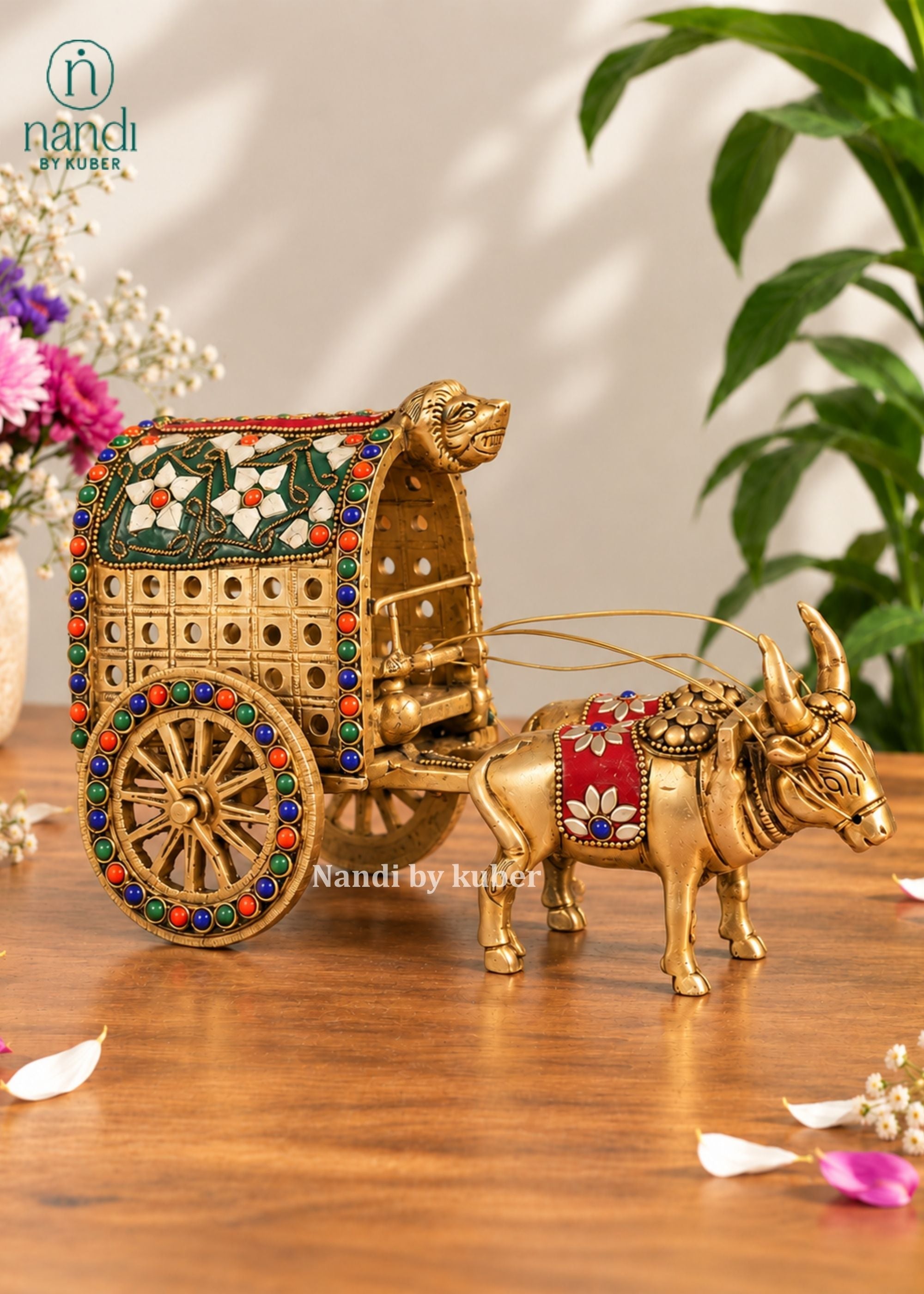Brass Bullock Cart - angle 2