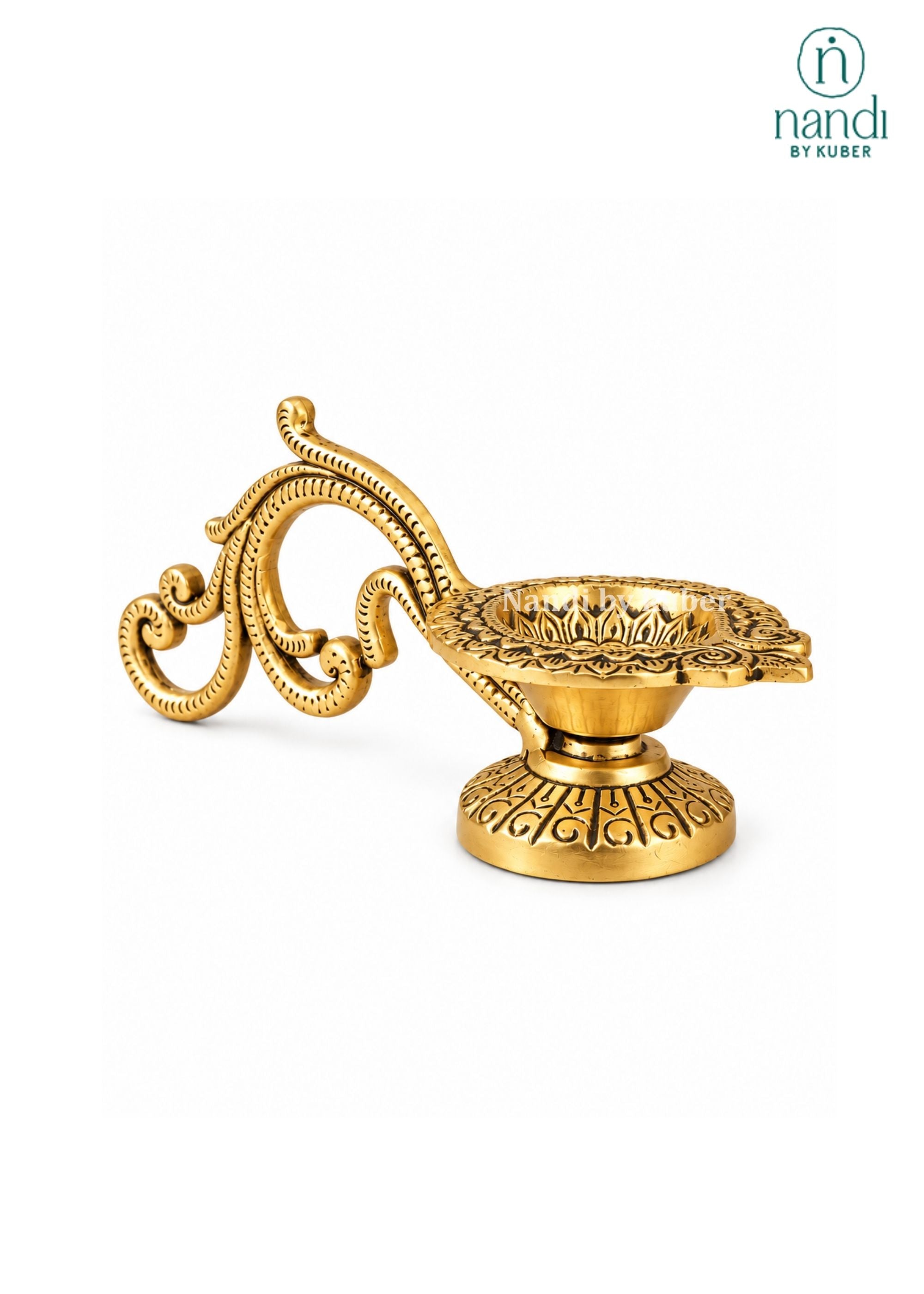 Brass Diya With Handle Round