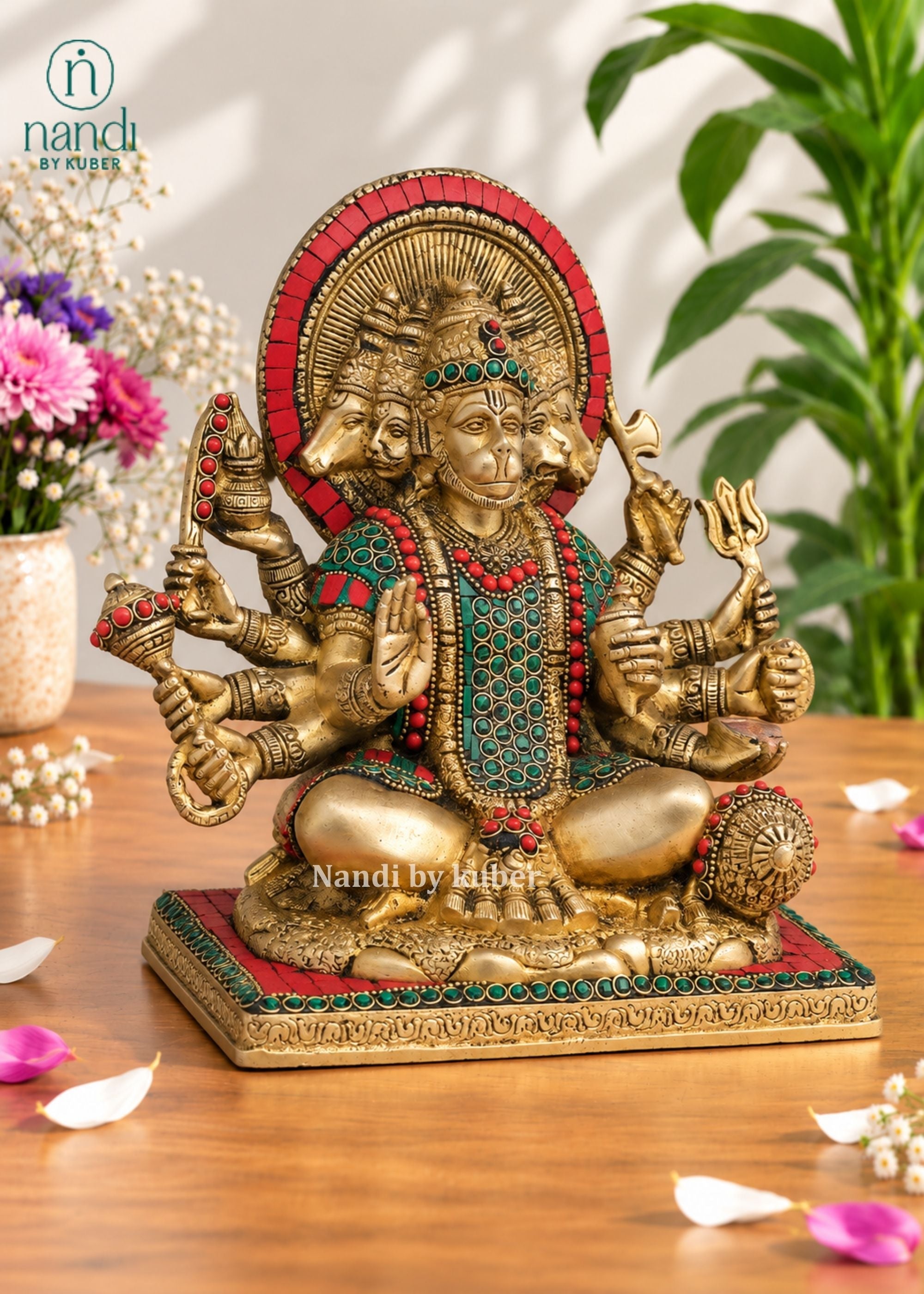 Brass Hanuman Panchmukhi - angle 2