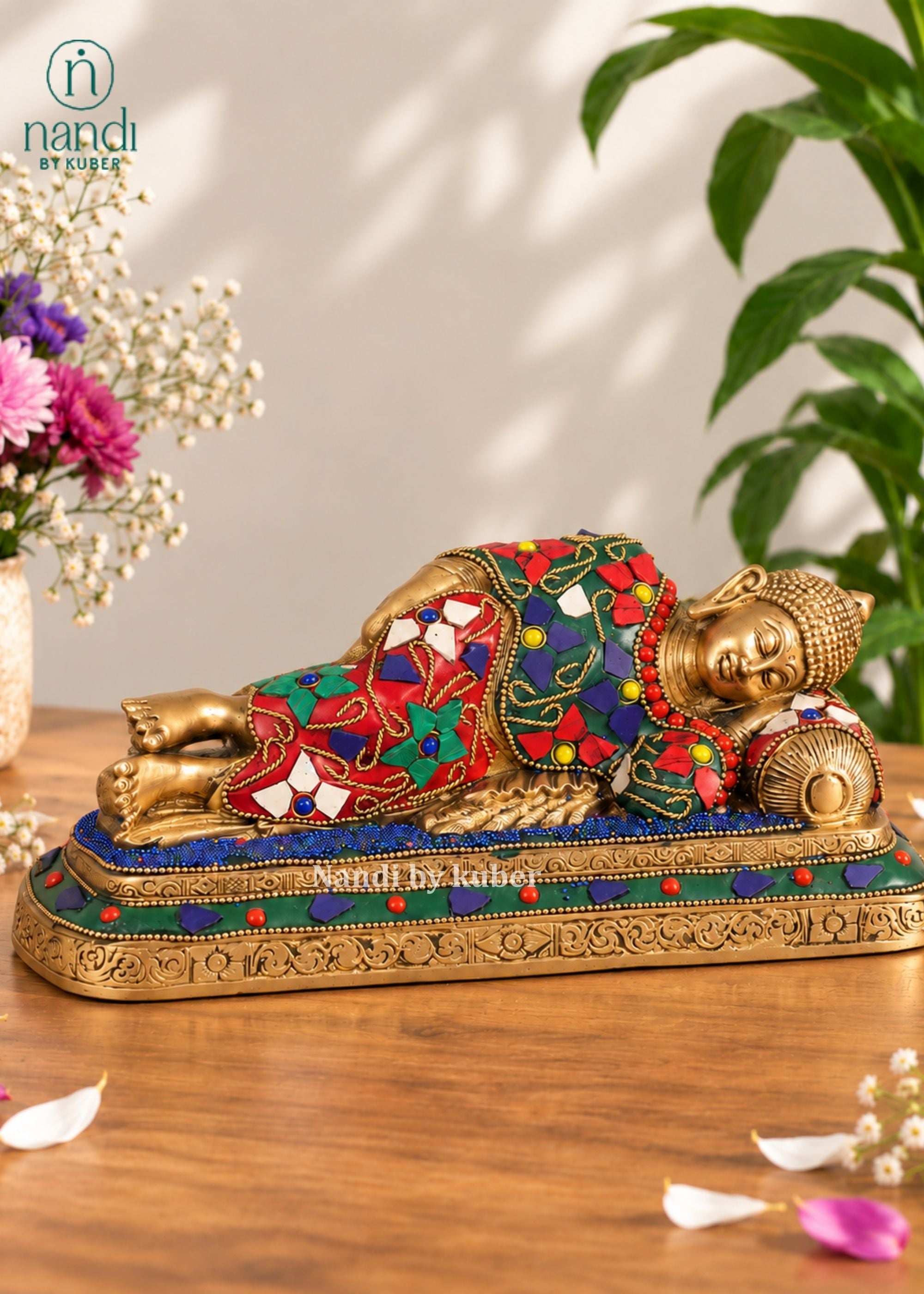 Brass Buddha Relaxing - angle 2