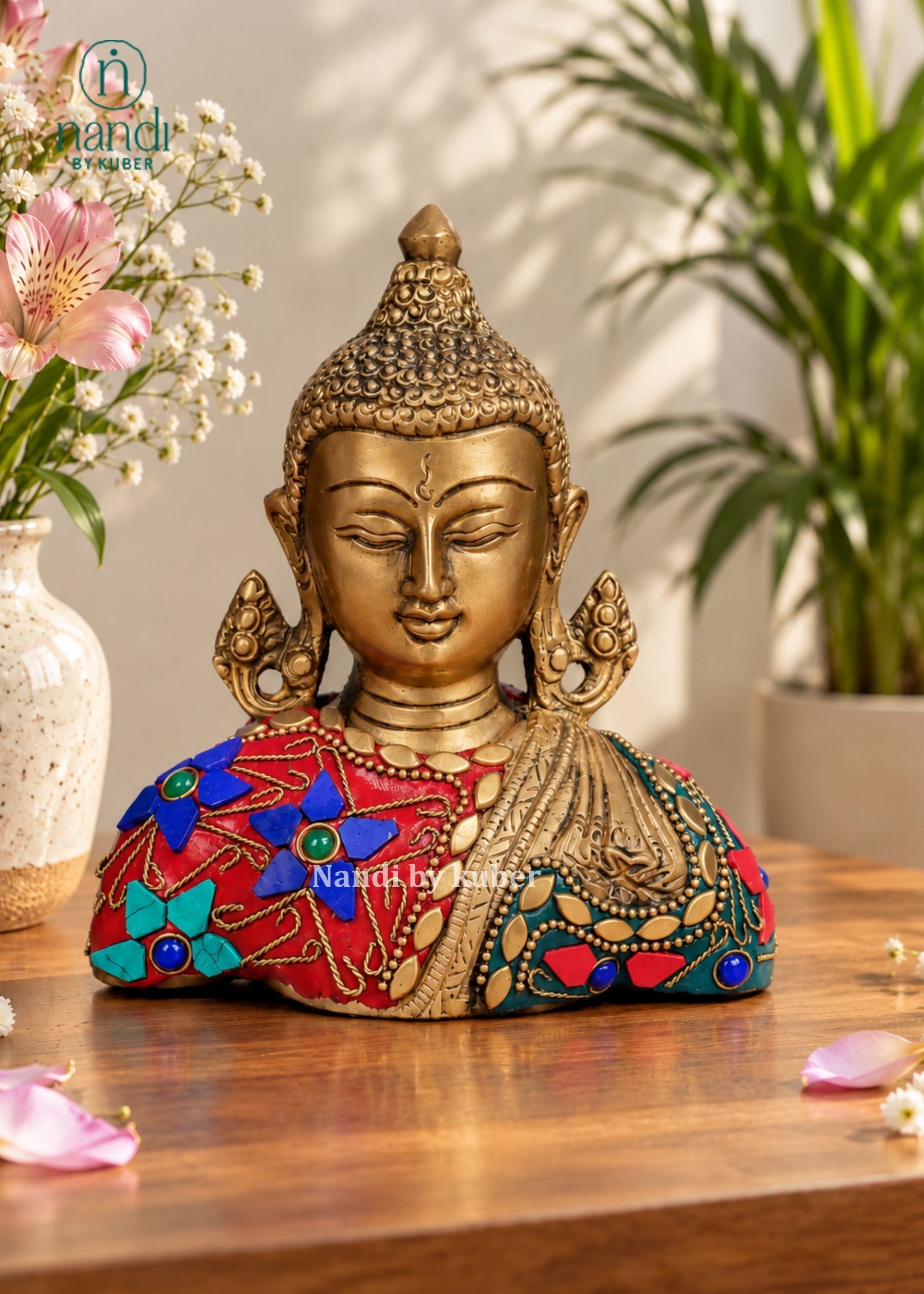 Brass Buddha Bust - angle 3