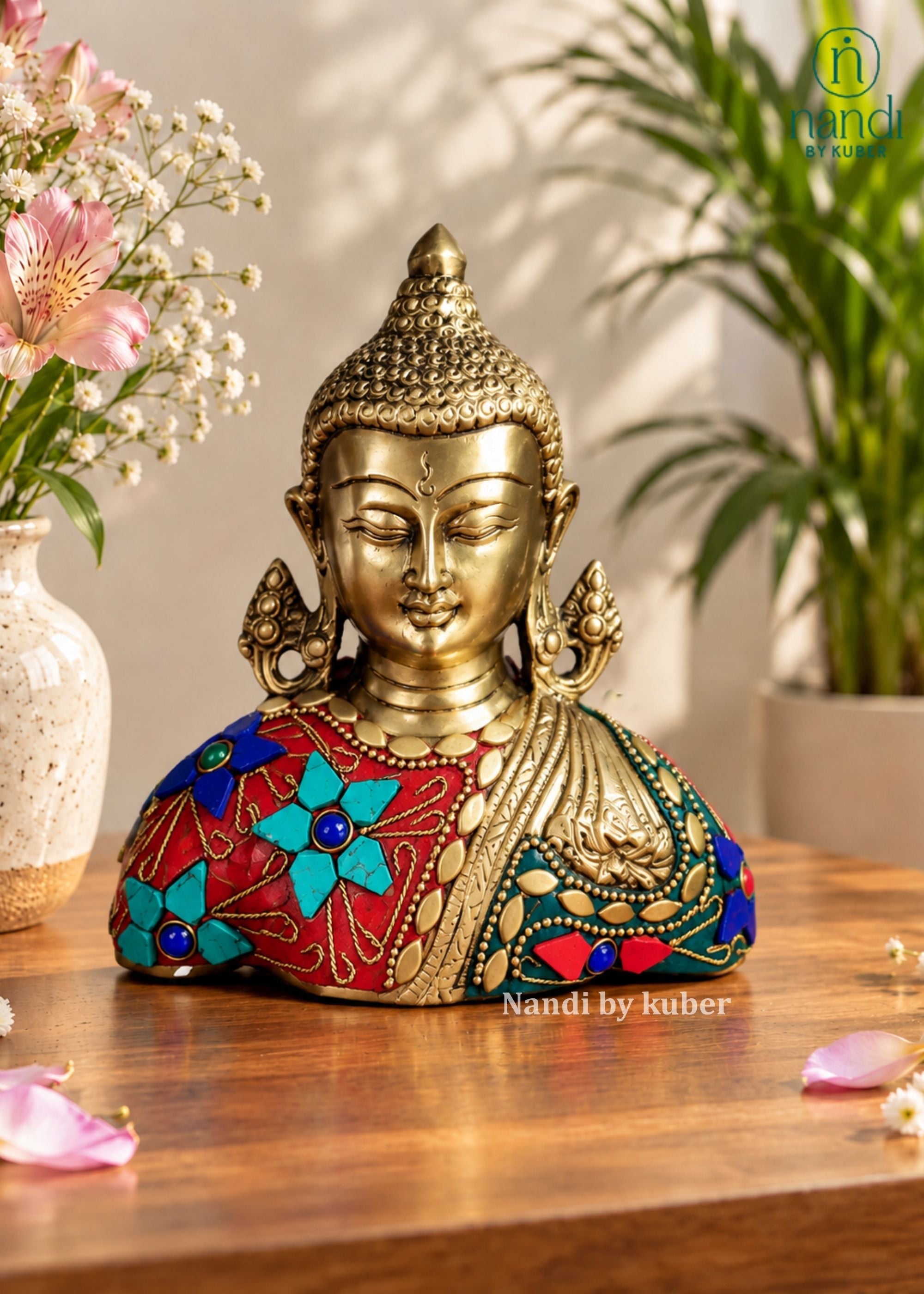 Brass Buddha Bust - angle 5