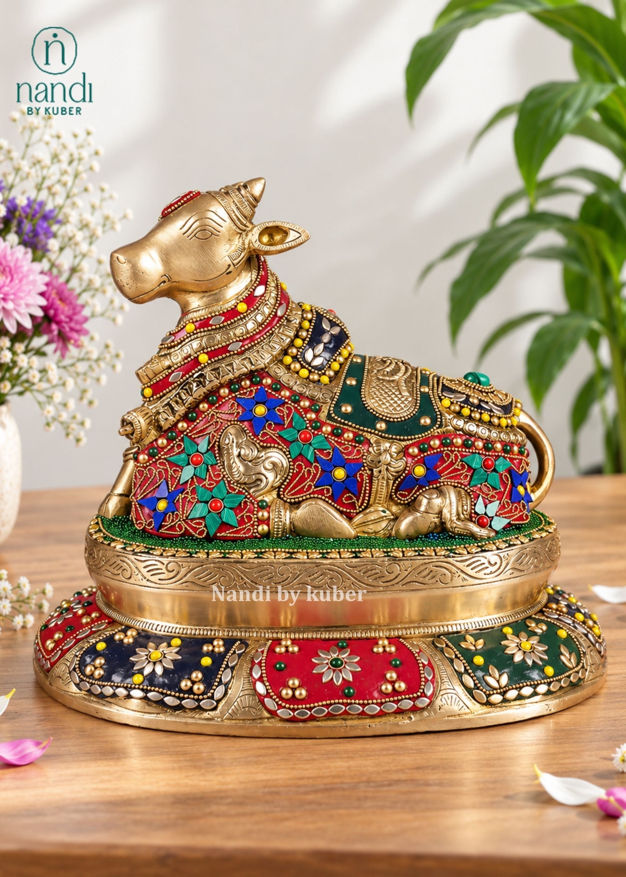 Brass Nandi Sitting on Base