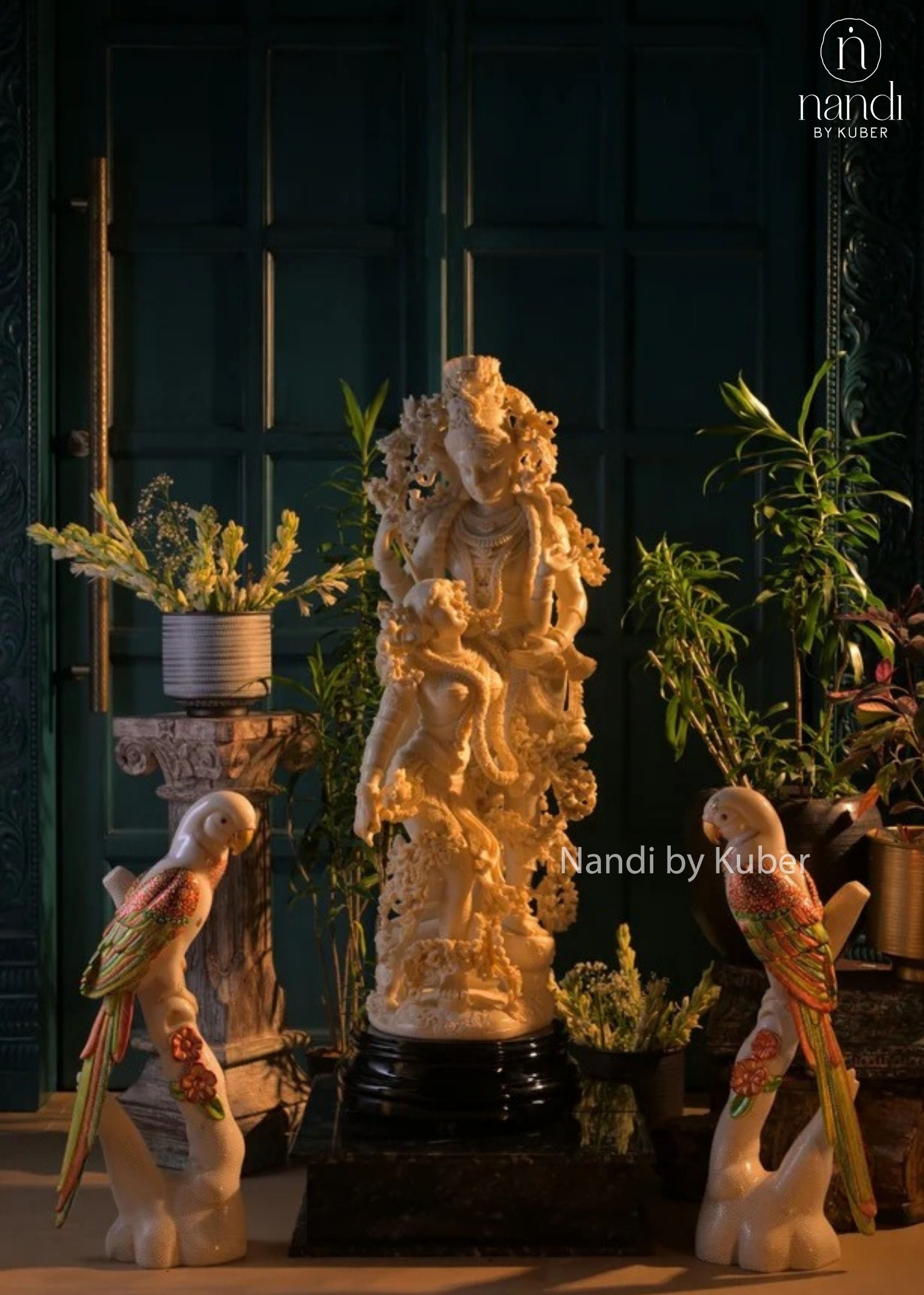 Marble Dust Radha Krishna With Base