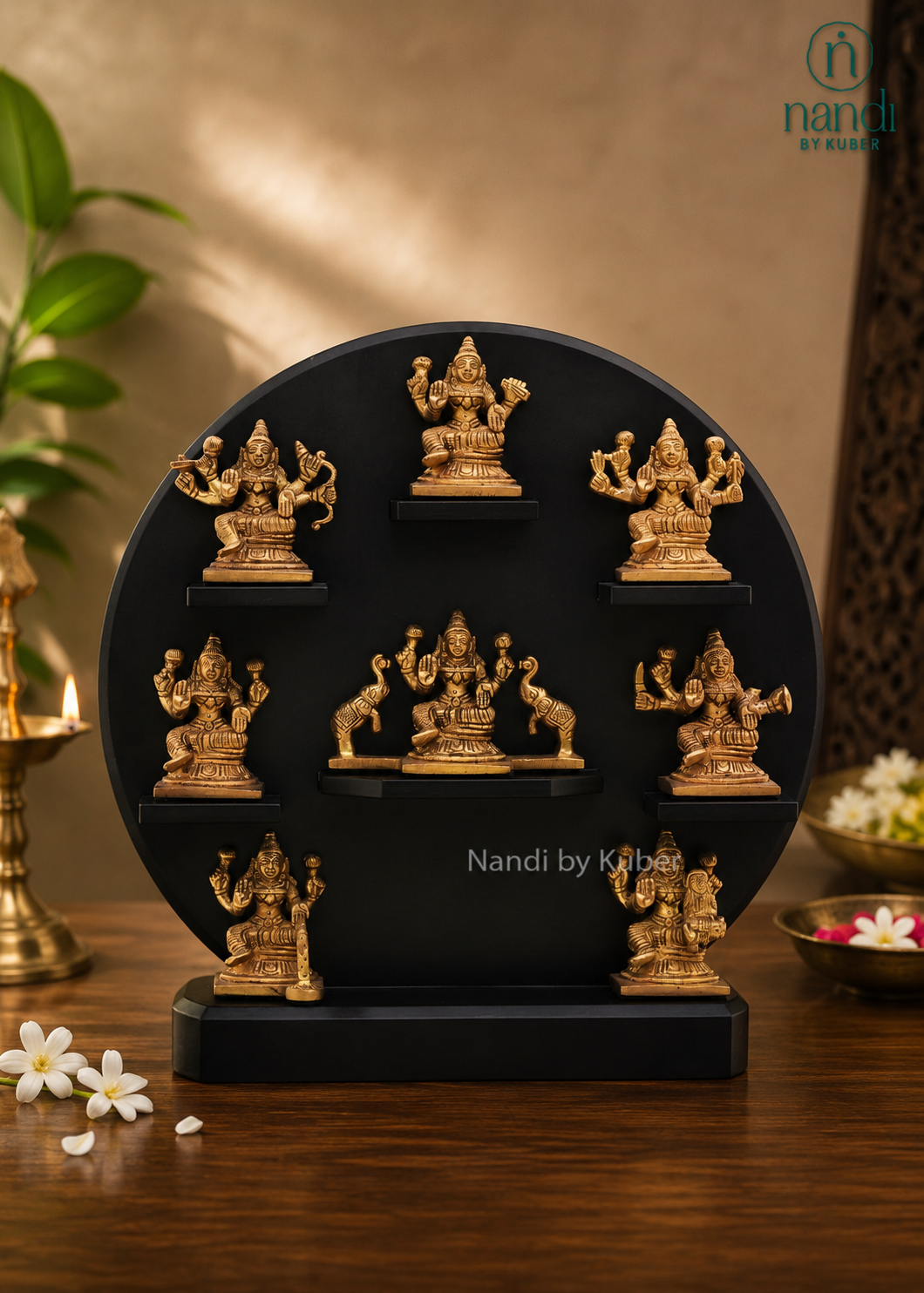 Brass Asht Laxmi Frame Round