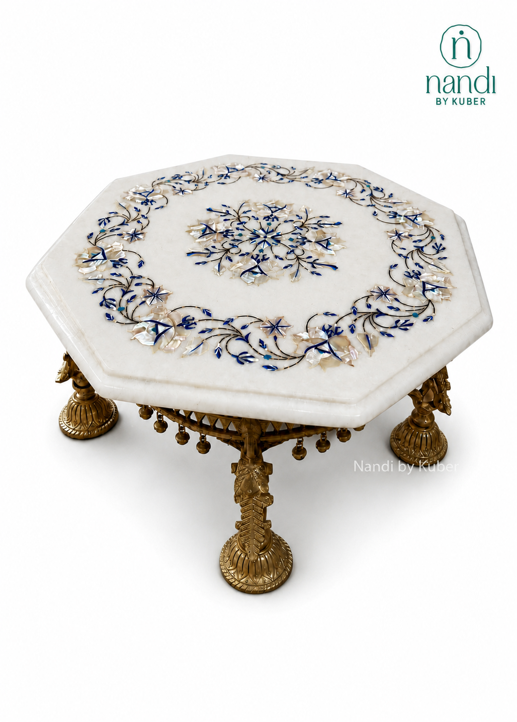 Brass Bajot With Marble Top