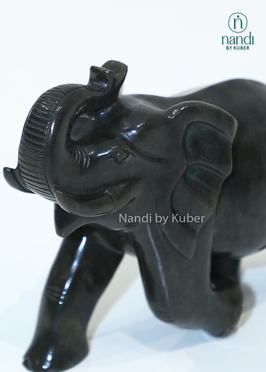 Black Agate Elephant Up Trunk