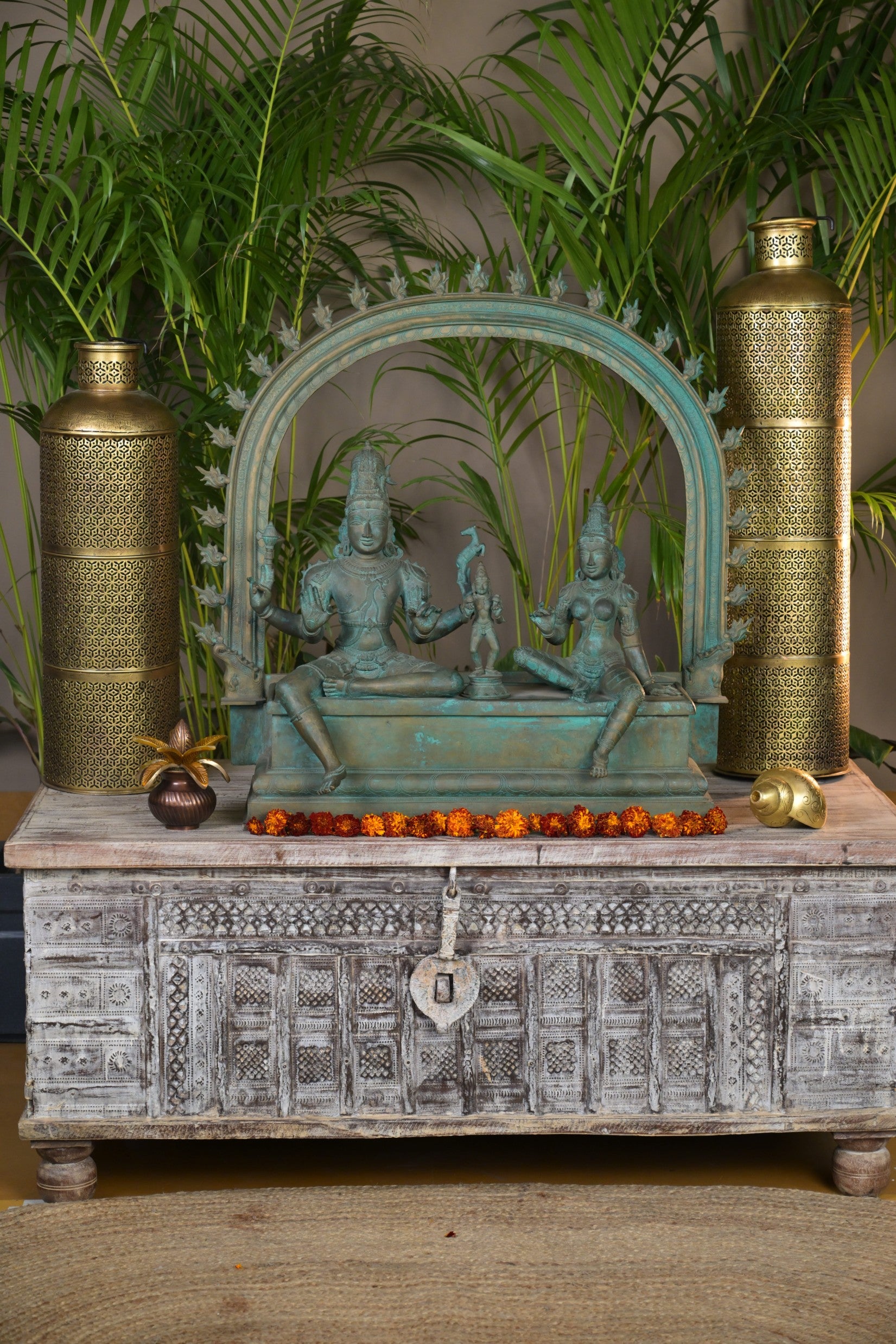 Bronze Shiva Parvati Green