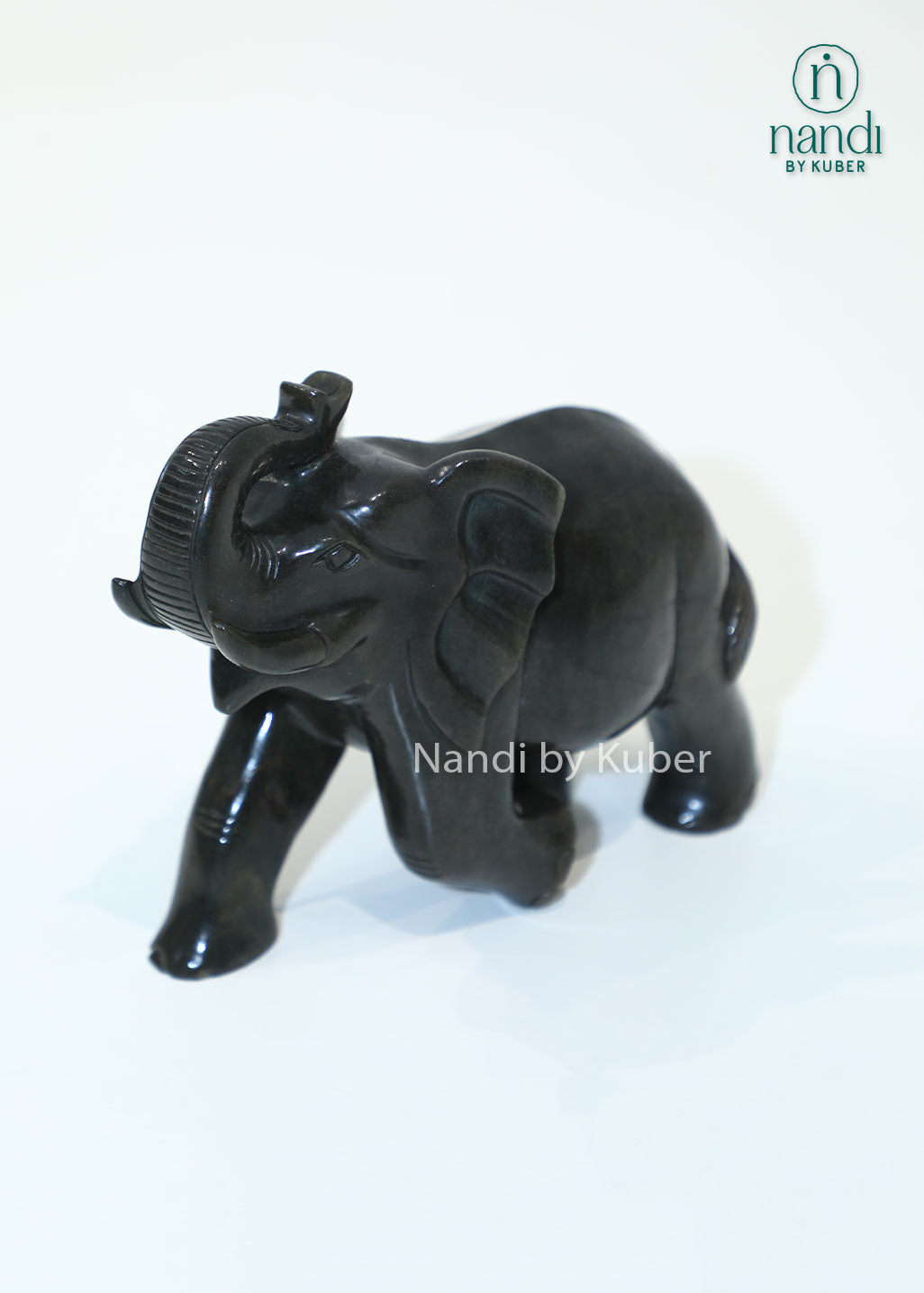 Black Agate Elephant Up Trunk