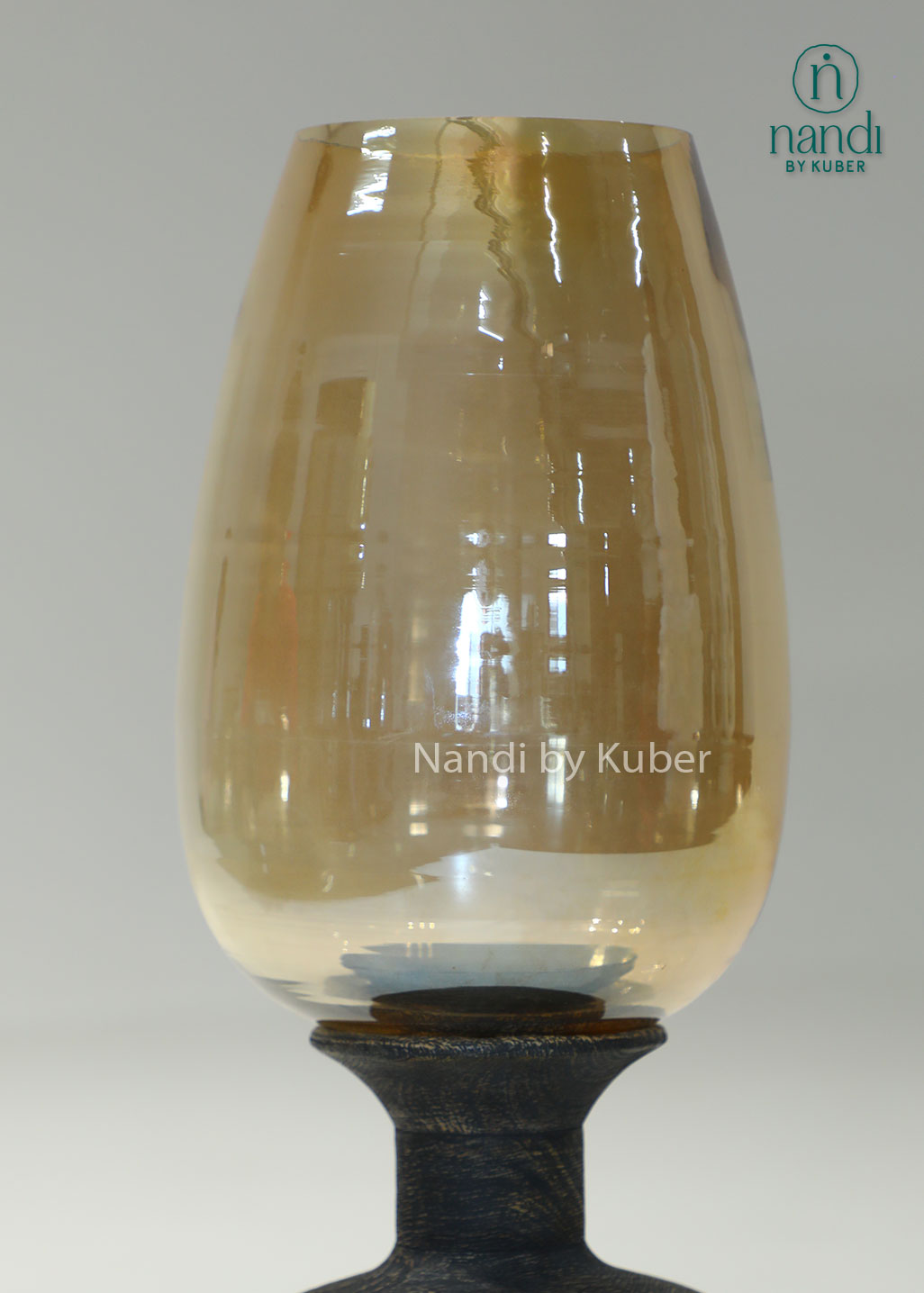 Wood Matka Glass Candle Stand