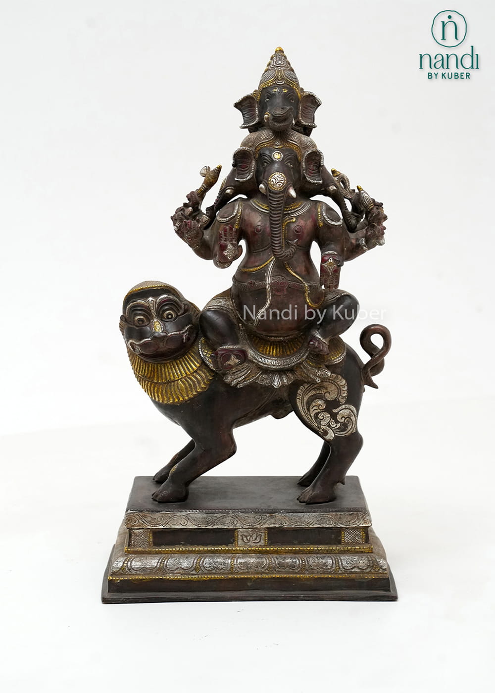 Brass Ganesha 4 Face Antique Finish