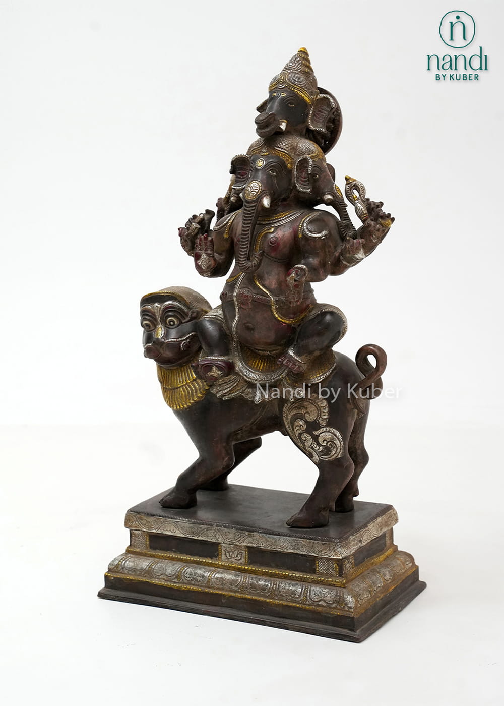 Brass Ganesha 4 Face Antique Finish