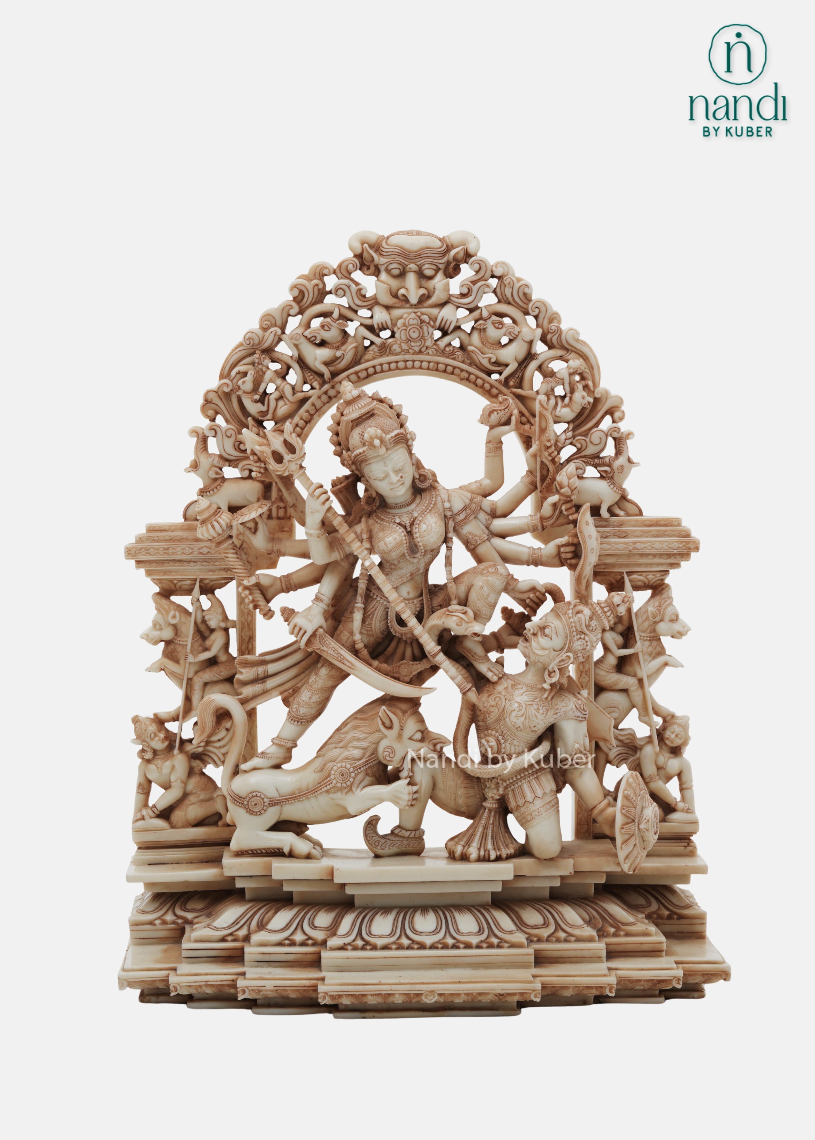 Marble Dust Durga With Base