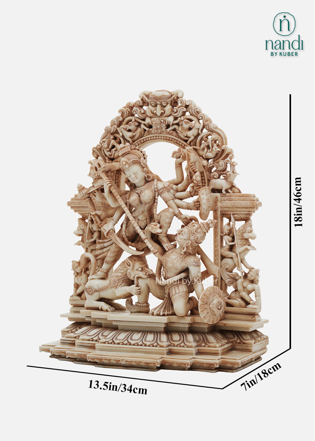 Marble Dust Durga With Base
