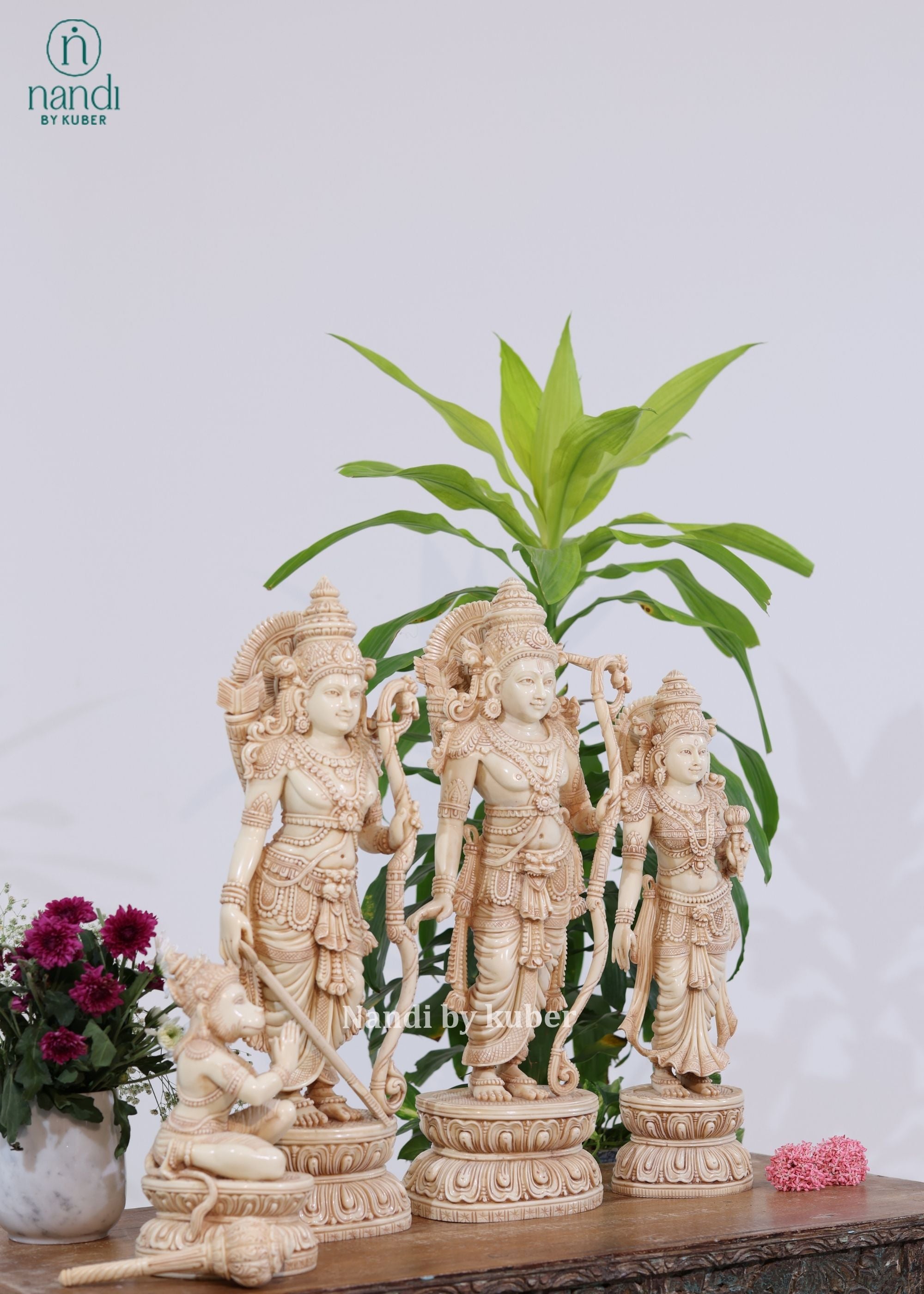 Marble Dust Ramdarbar Set With Wooden Base - lifestyle view