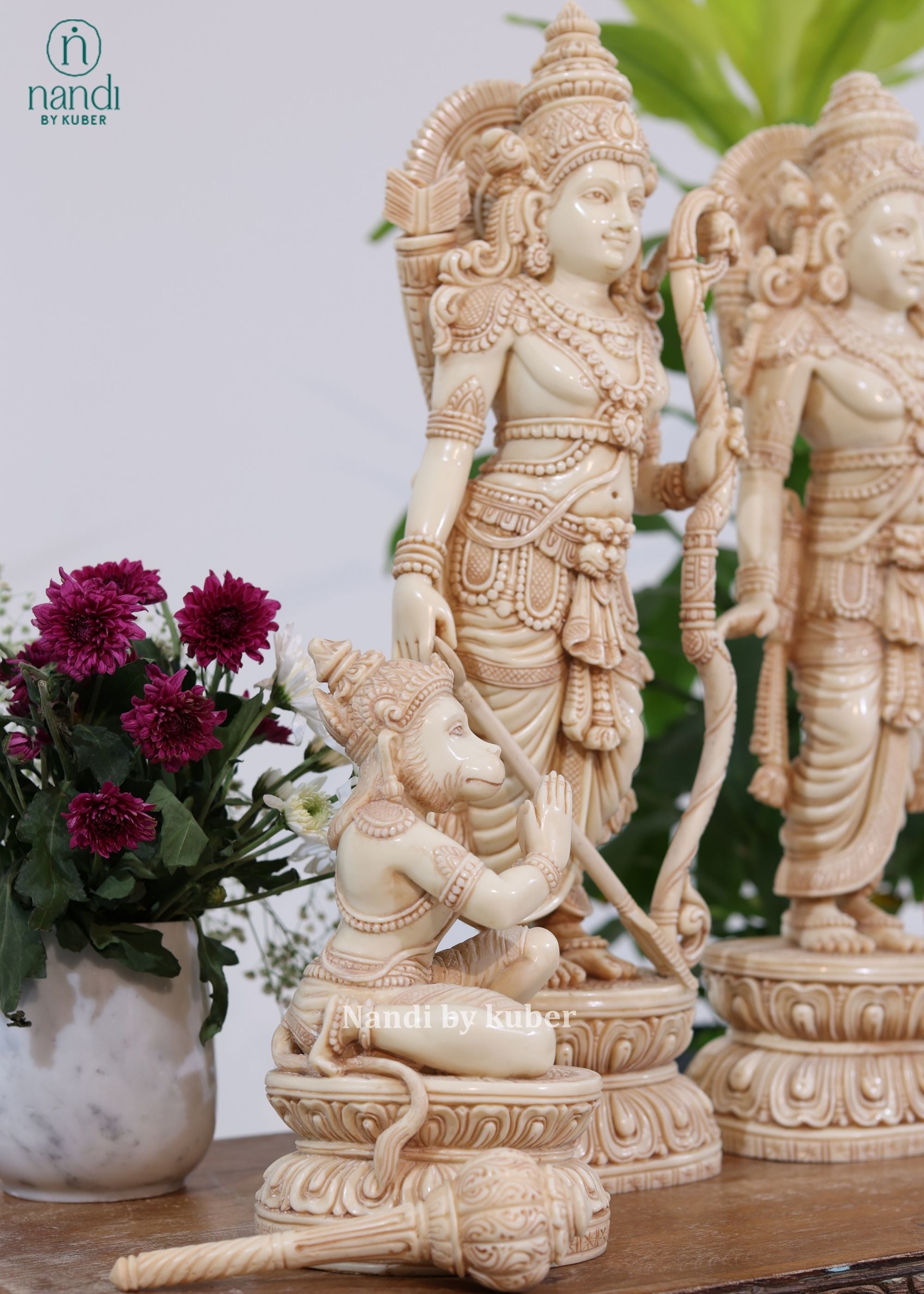 Marble Dust Ramdarbar Set With Wooden Base - additional view