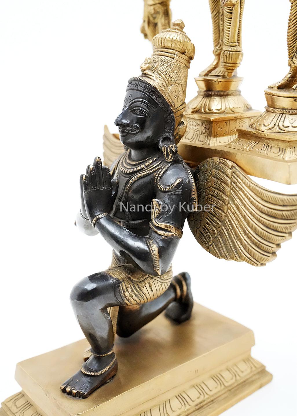 Brass Black Green Vishnu Sridevi Vudevi On Garuda