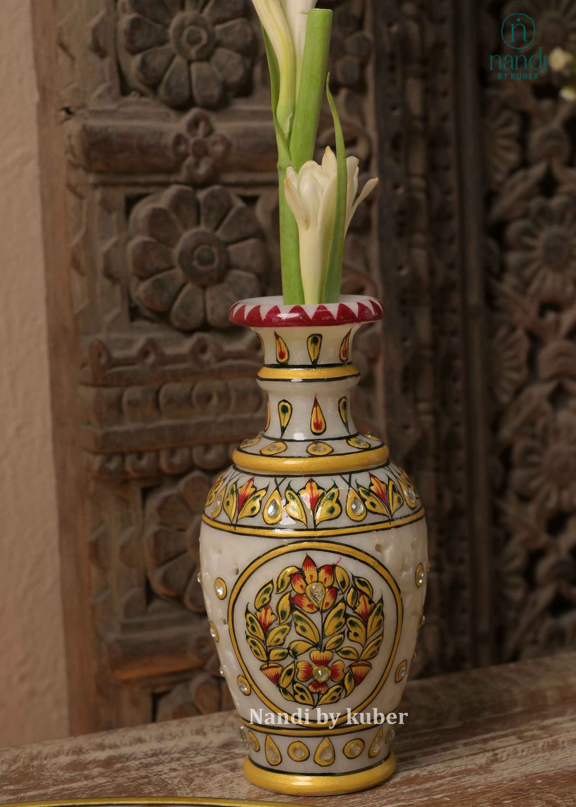 Marble Flower Vase Cut Work