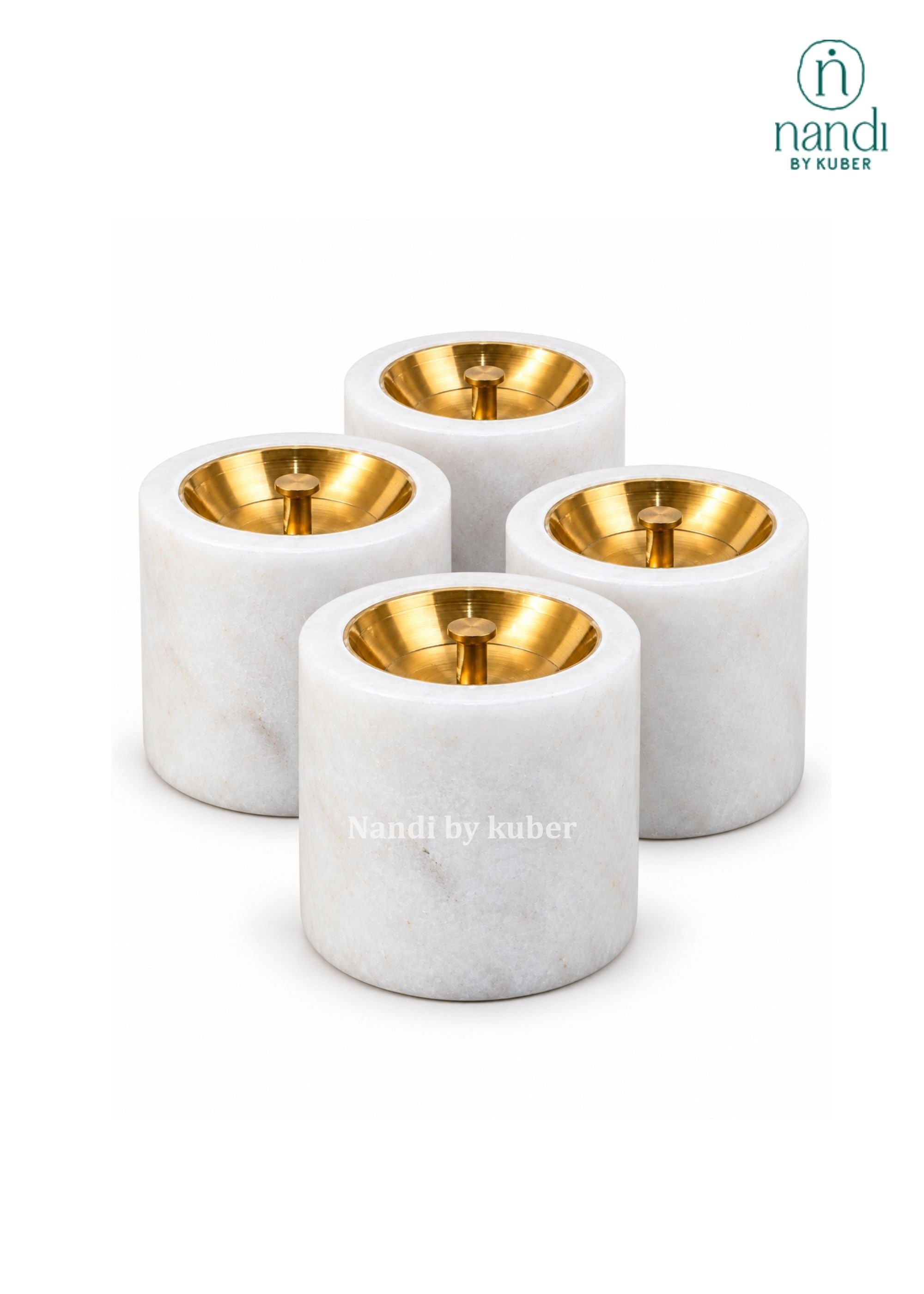 Marble Round Deepak (Set of 4)
