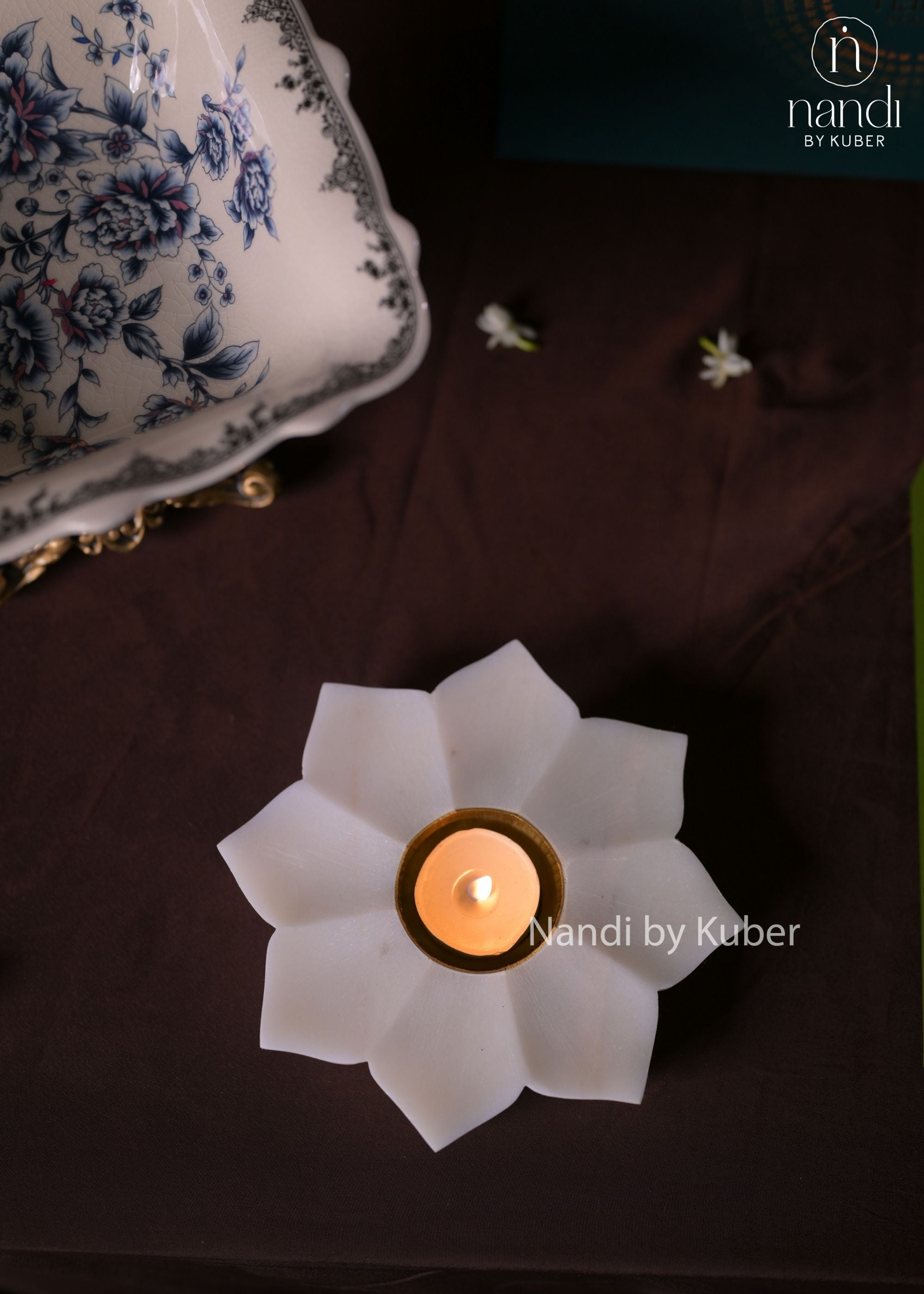 Marble Flower Candle Stand