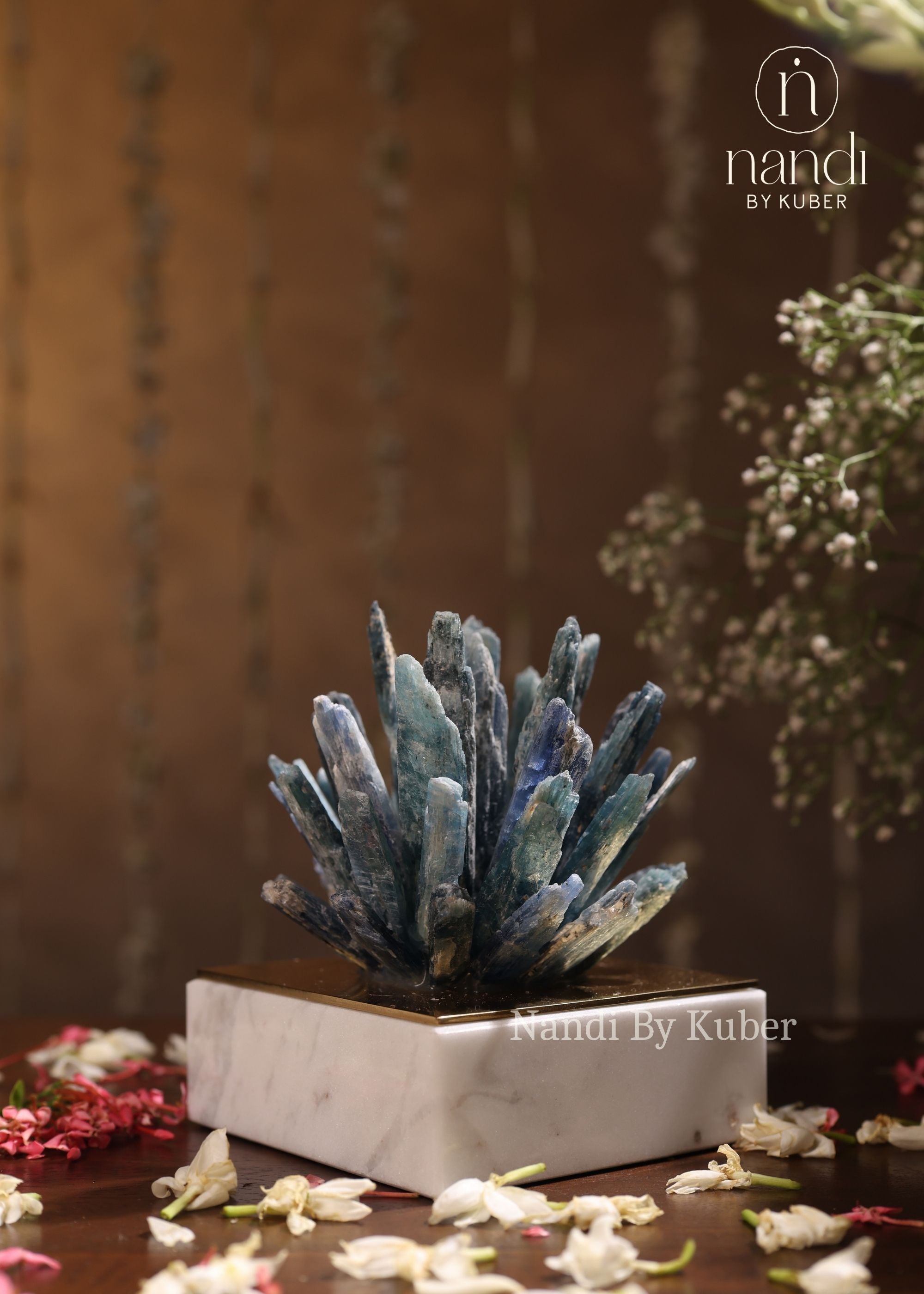 Kyanite Cluster with Marble Base Small - side view