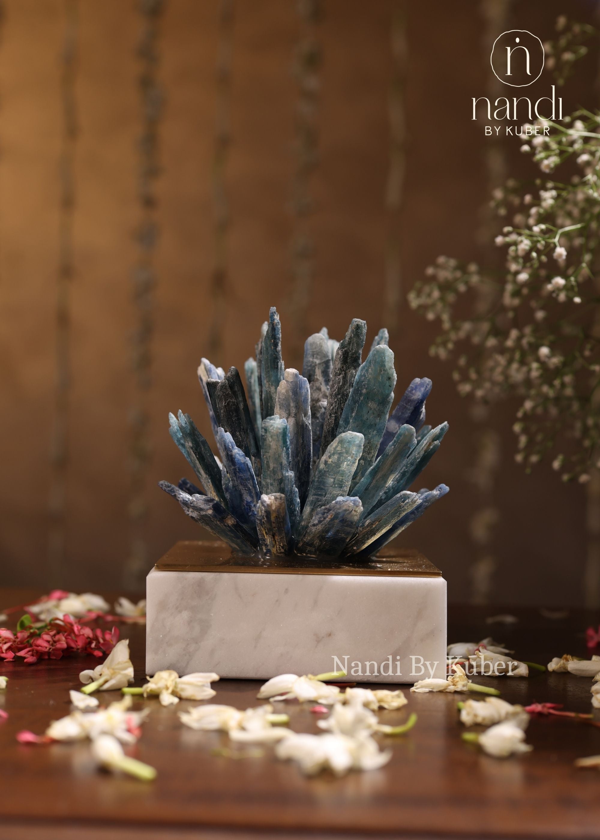 Kyanite Cluster with Marble Base Small - detail view