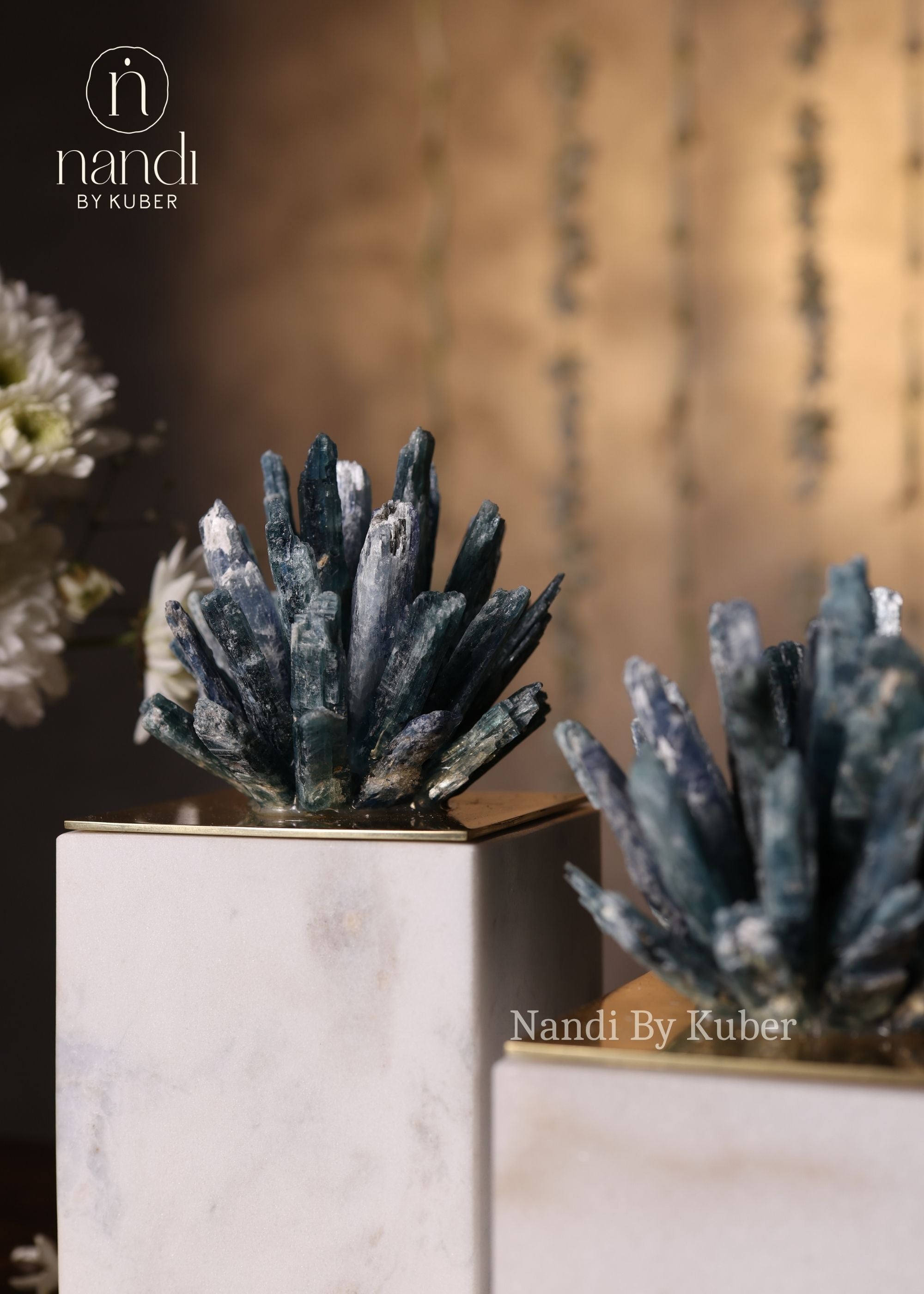 Kyanite Cluster with Marble Base Big - detail view