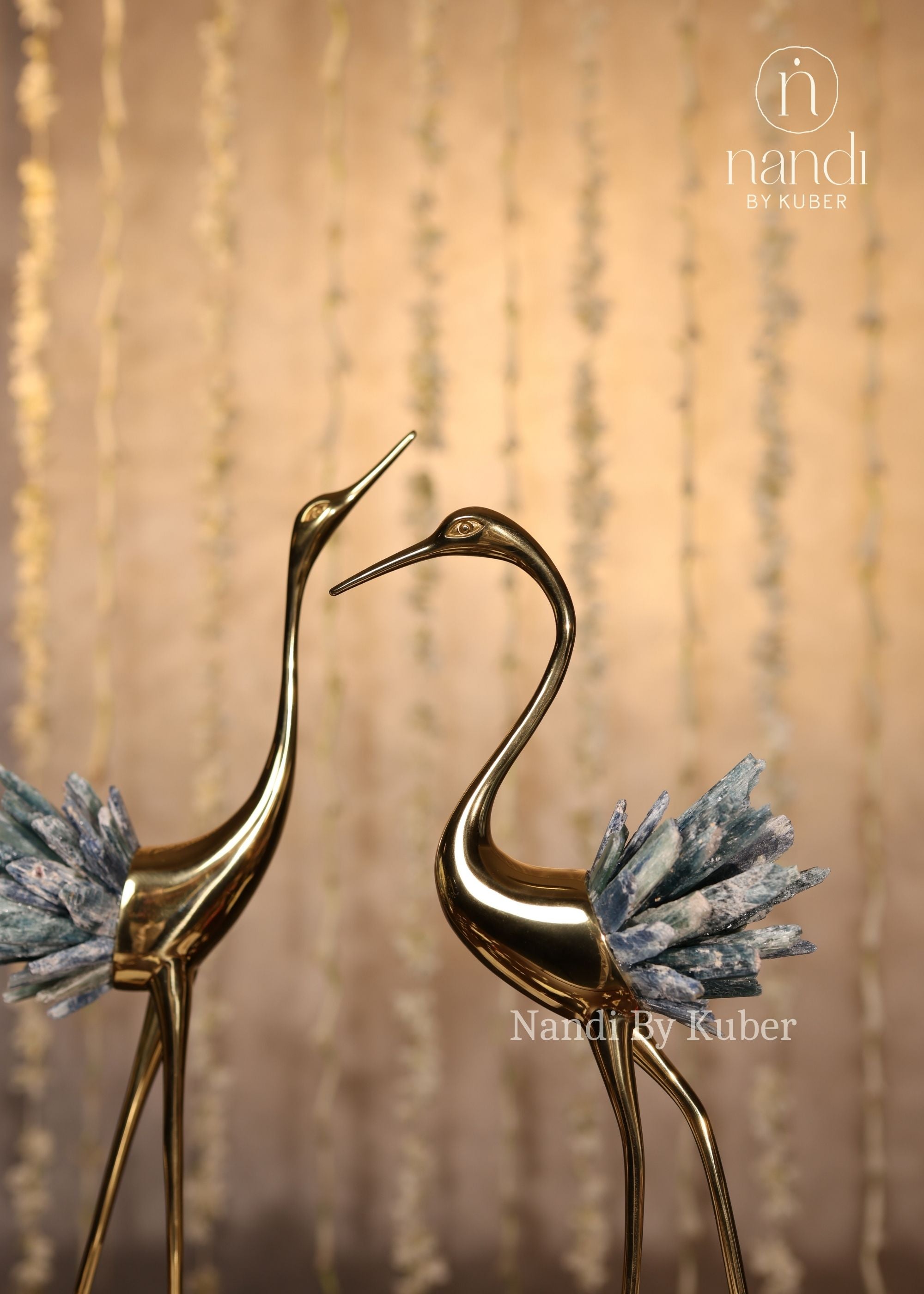 Crane with Kyanite Cluster Pair - side view