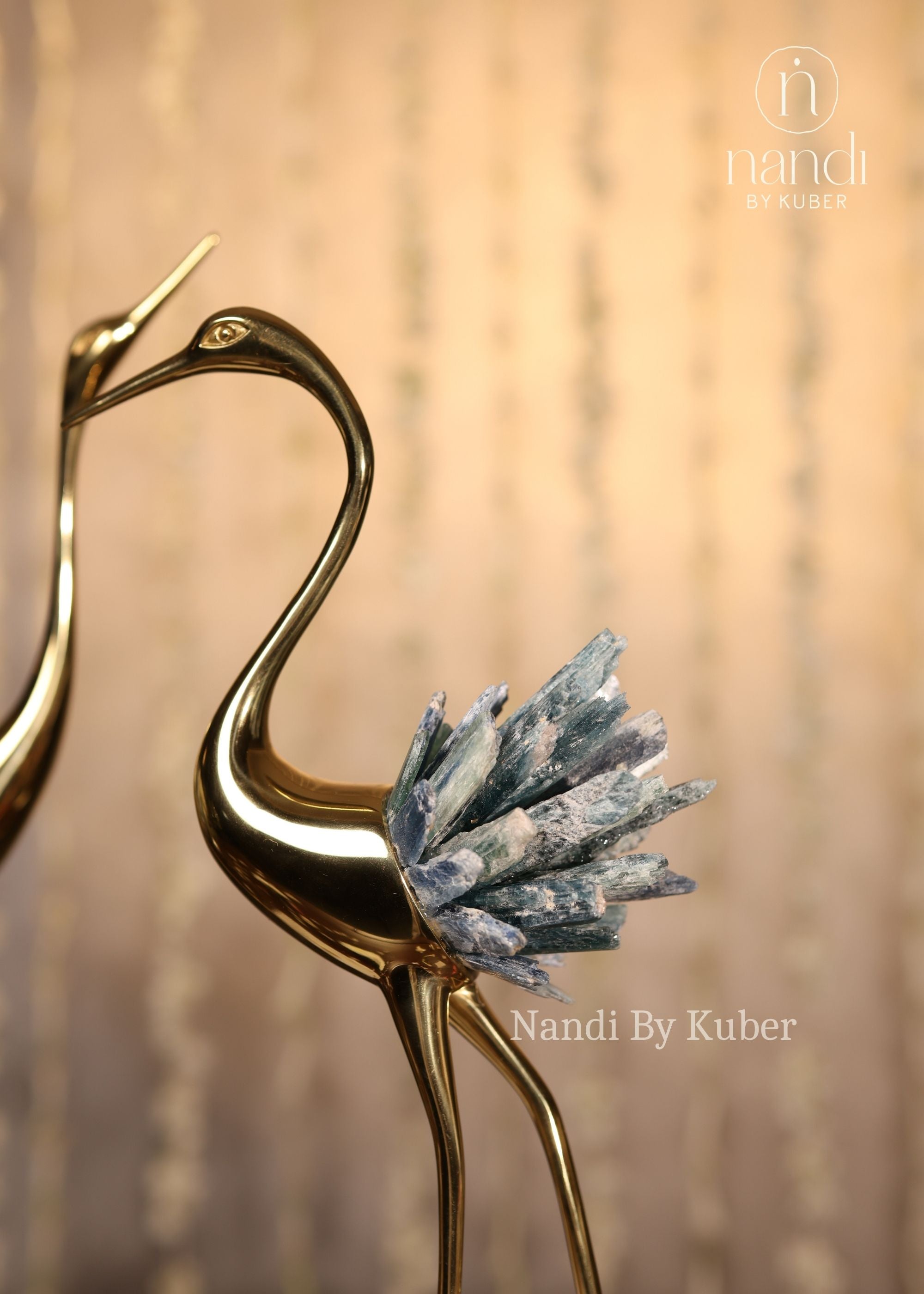 Crane with Kyanite Cluster Pair - lifestyle view