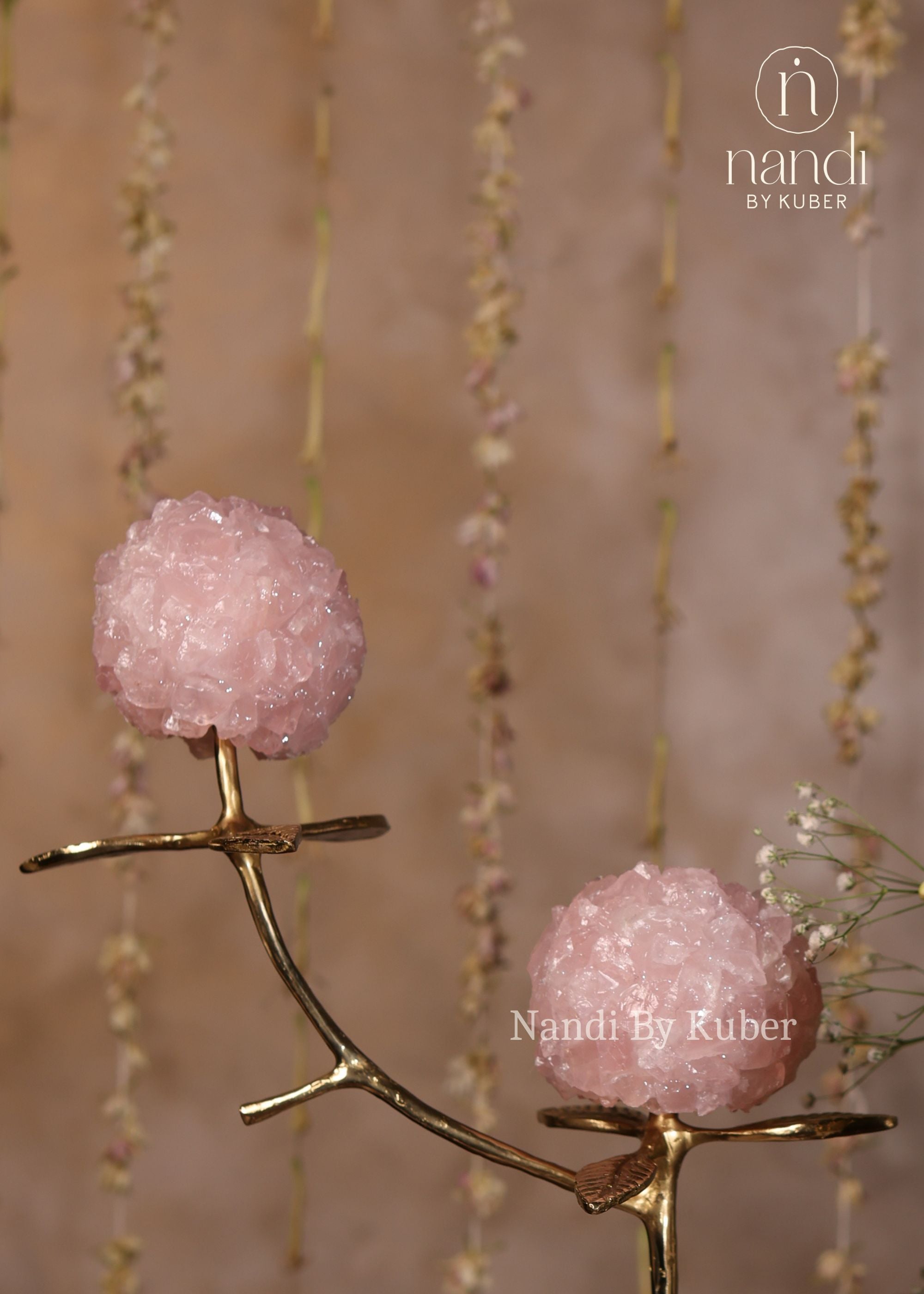 Rose Ball Pair with Base - detail view