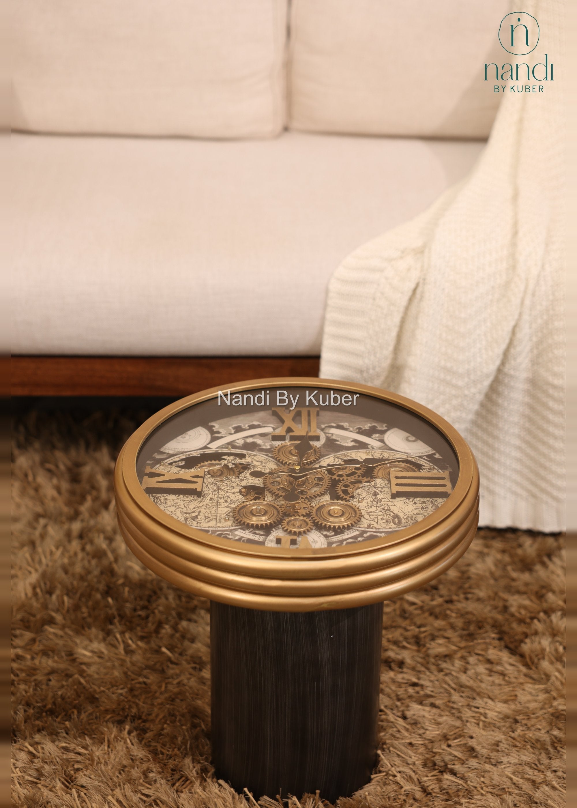 Iron Clock Coffee Table - front view