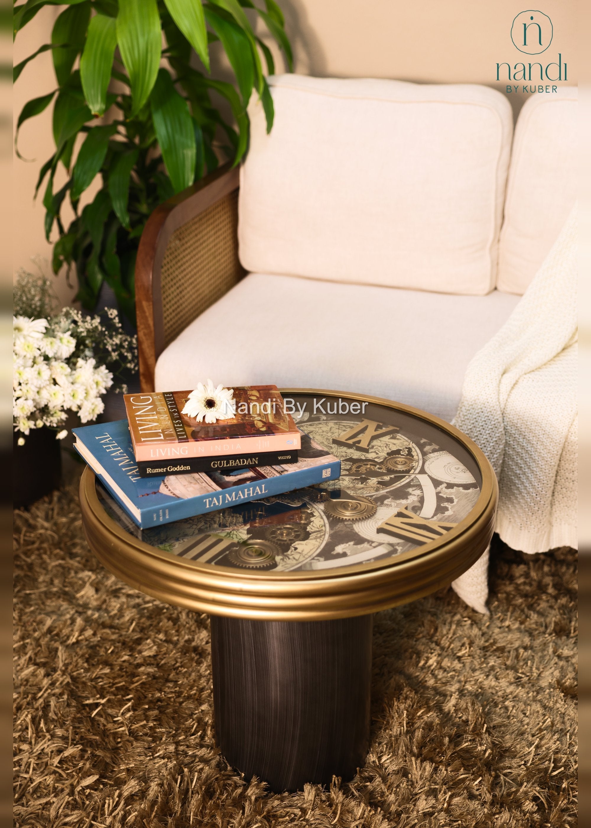Iron Clock Coffee Table - front view