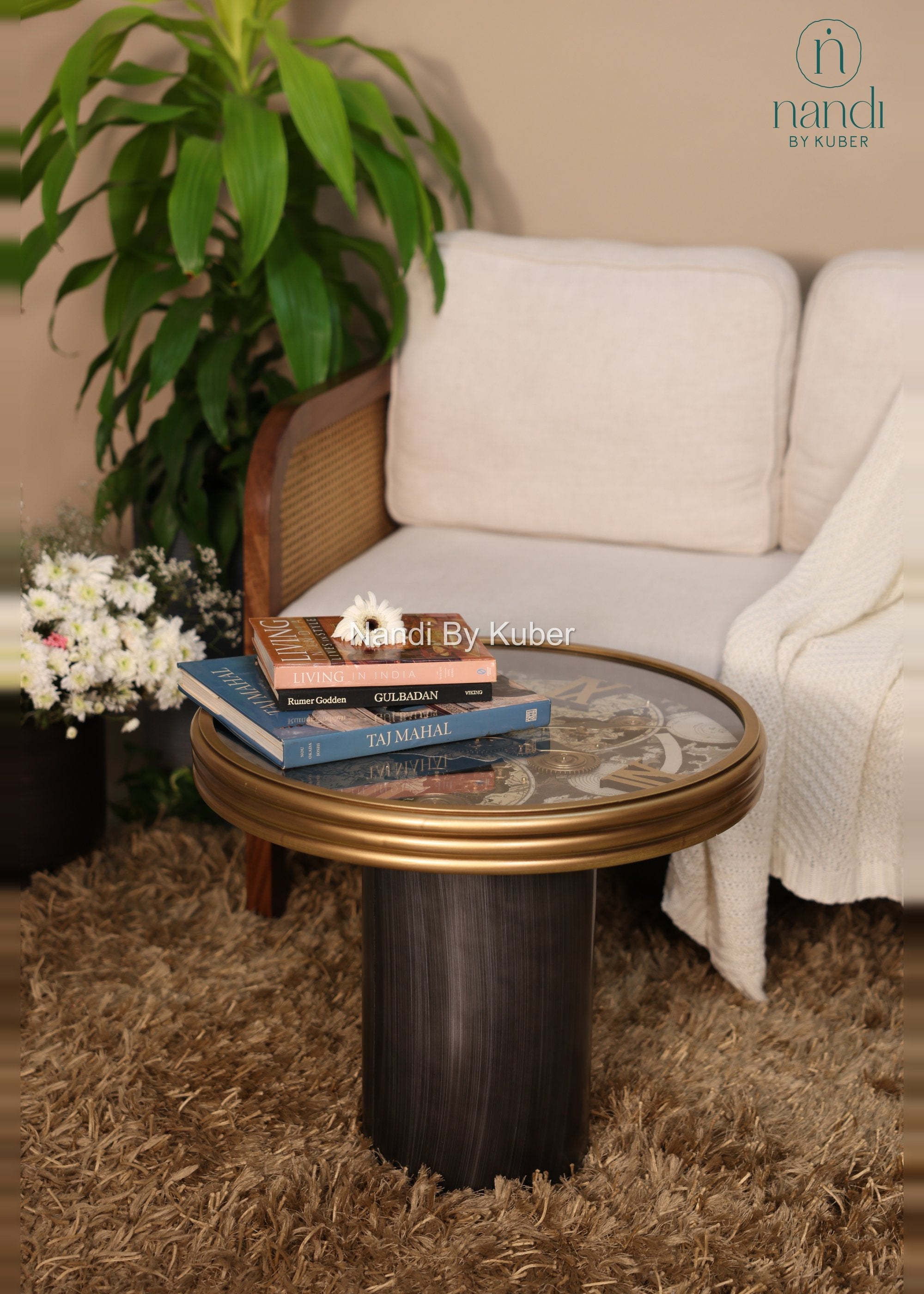 Iron Clock Coffee Table - side view