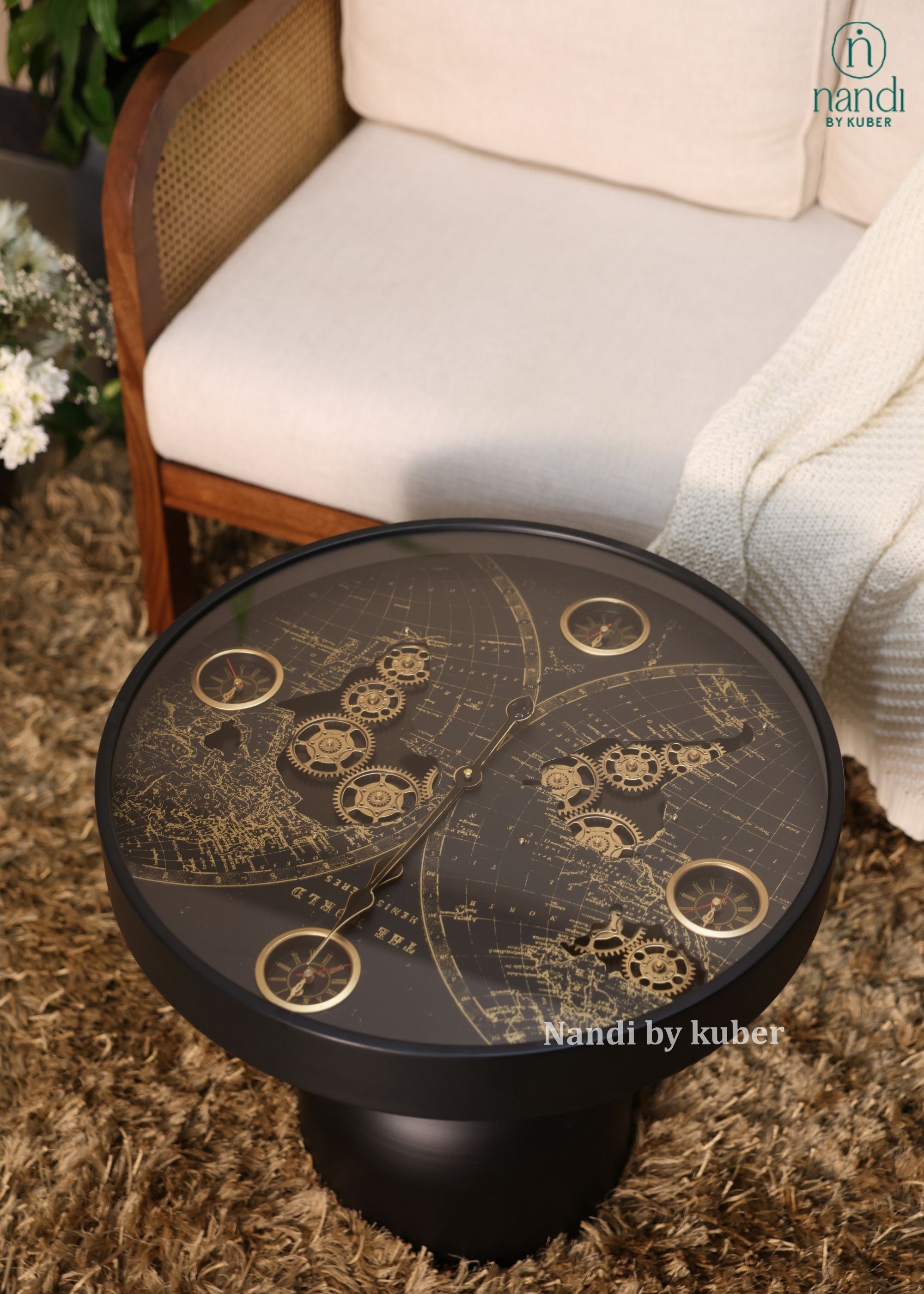 Iron Clock Coffee Table - front view