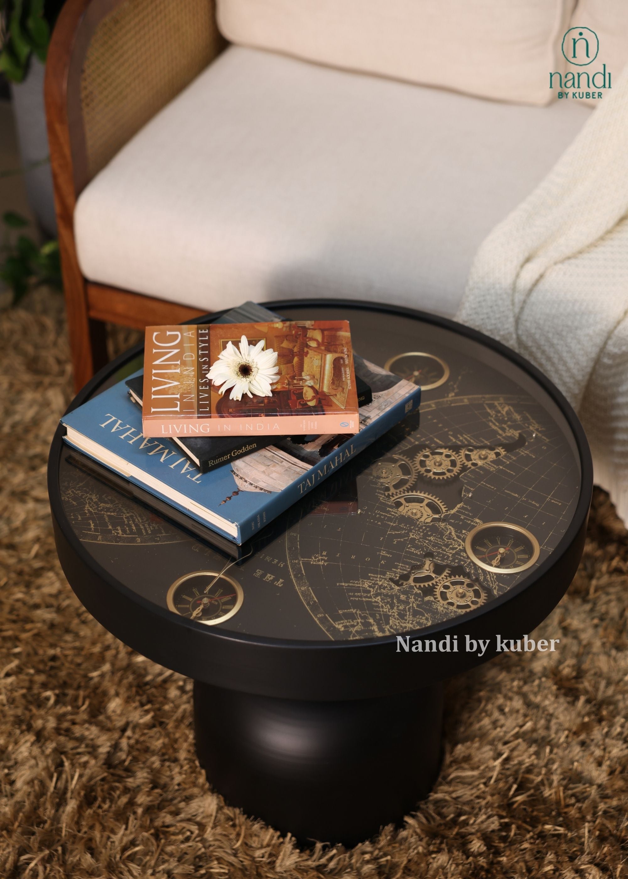 Iron Clock Coffee Table - side view