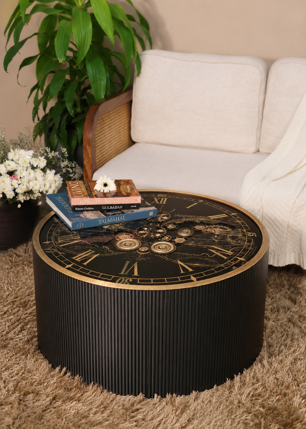 Iron Clock Coffee Table 23.5 inch - front view