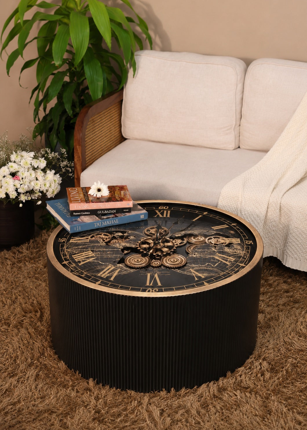 Iron Clock Coffee Table 23.5 inch - side view