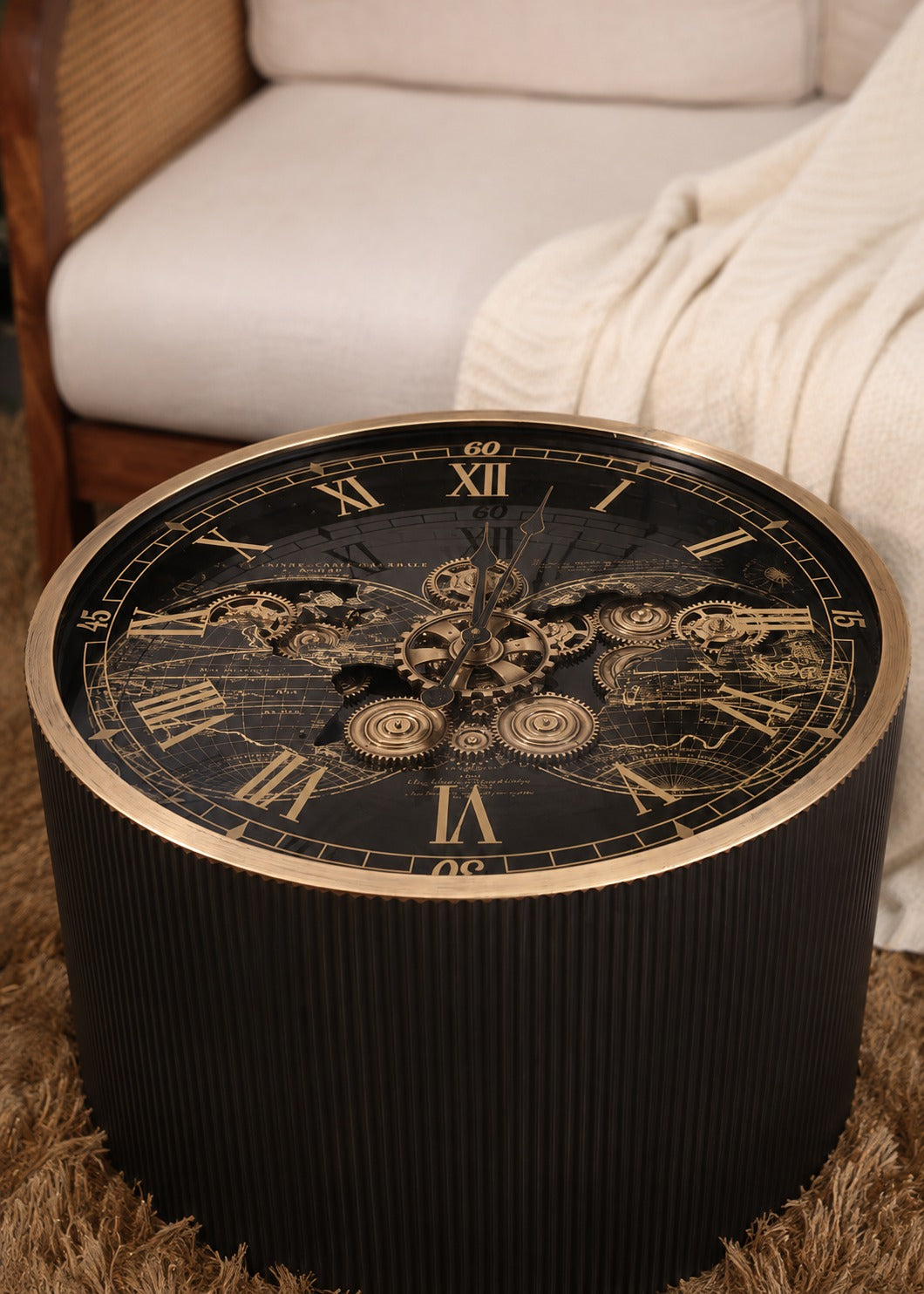 Iron Clock Coffee Table 31.5 inch - front view