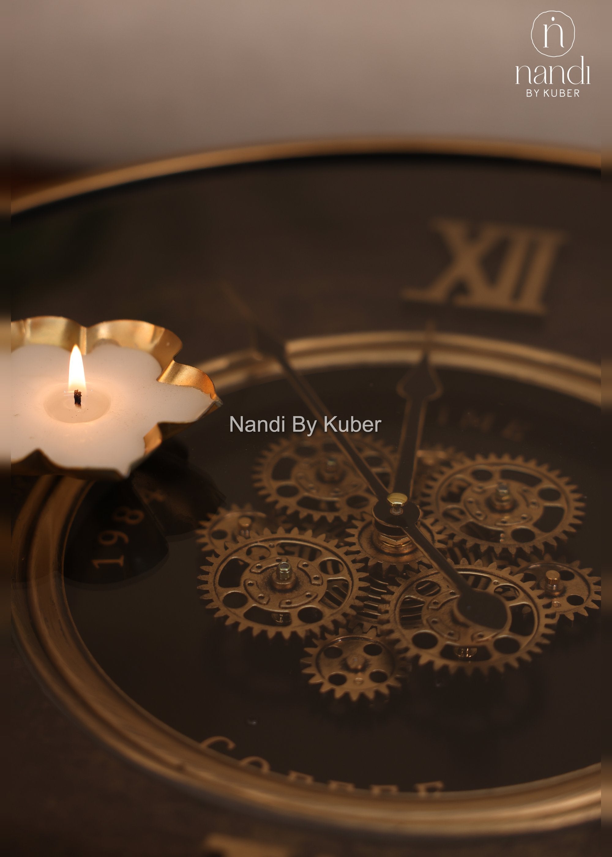 Iron Clock Coffee Table Two-Tier Design - lifestyle view