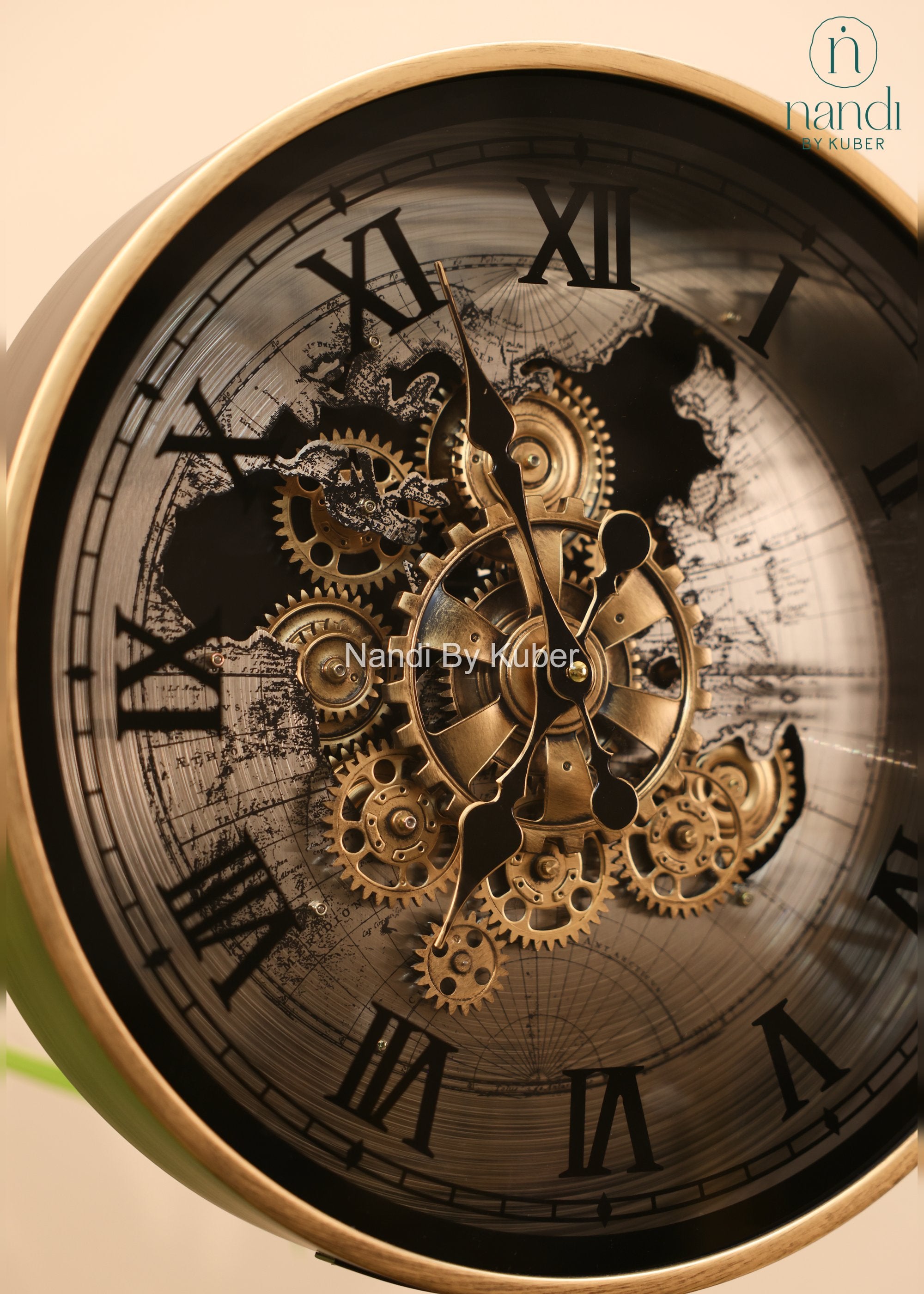 Iron Tripod Stand Clock Black Frame - detail view
