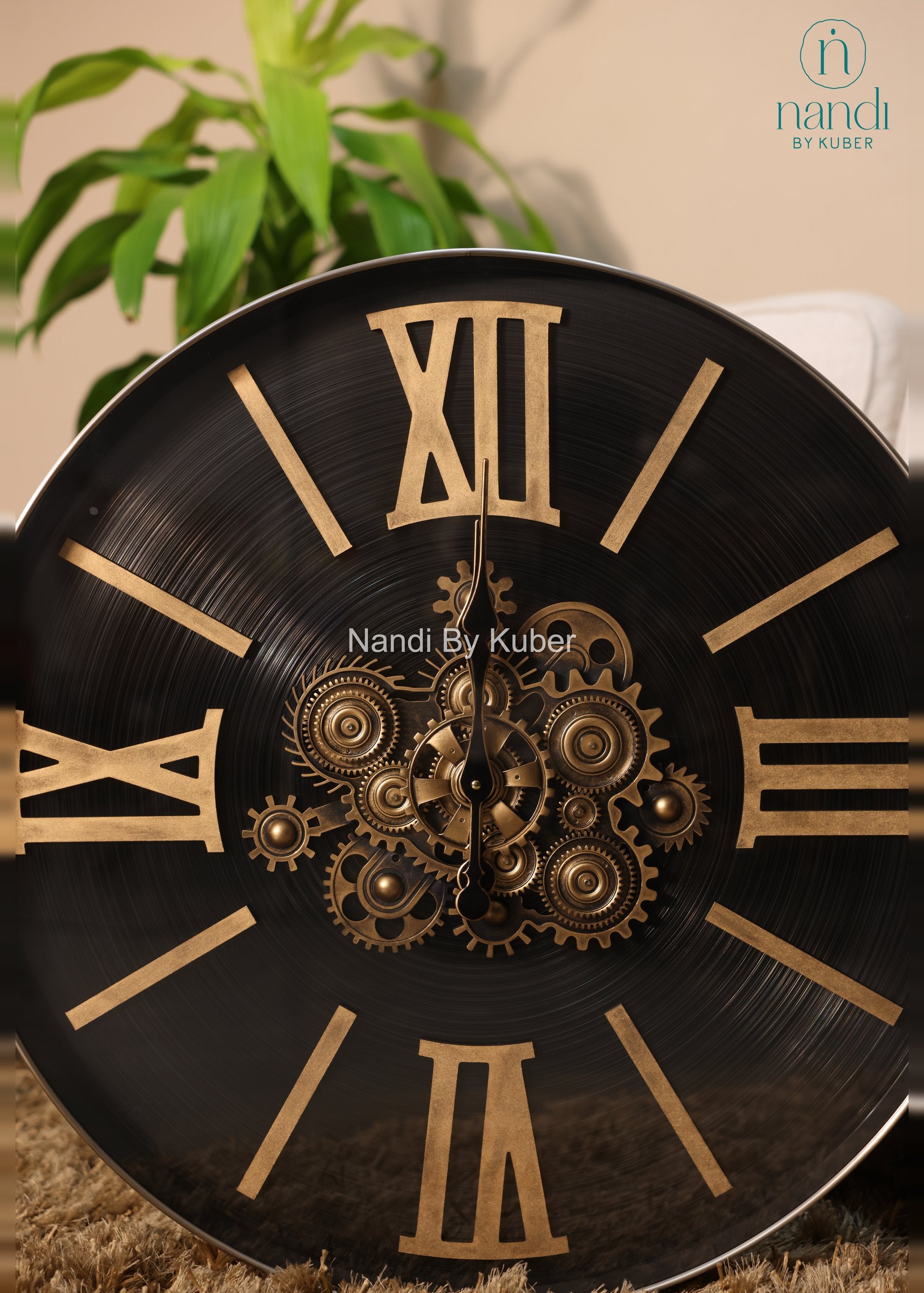 Iron Wall Clock Large Round - side view