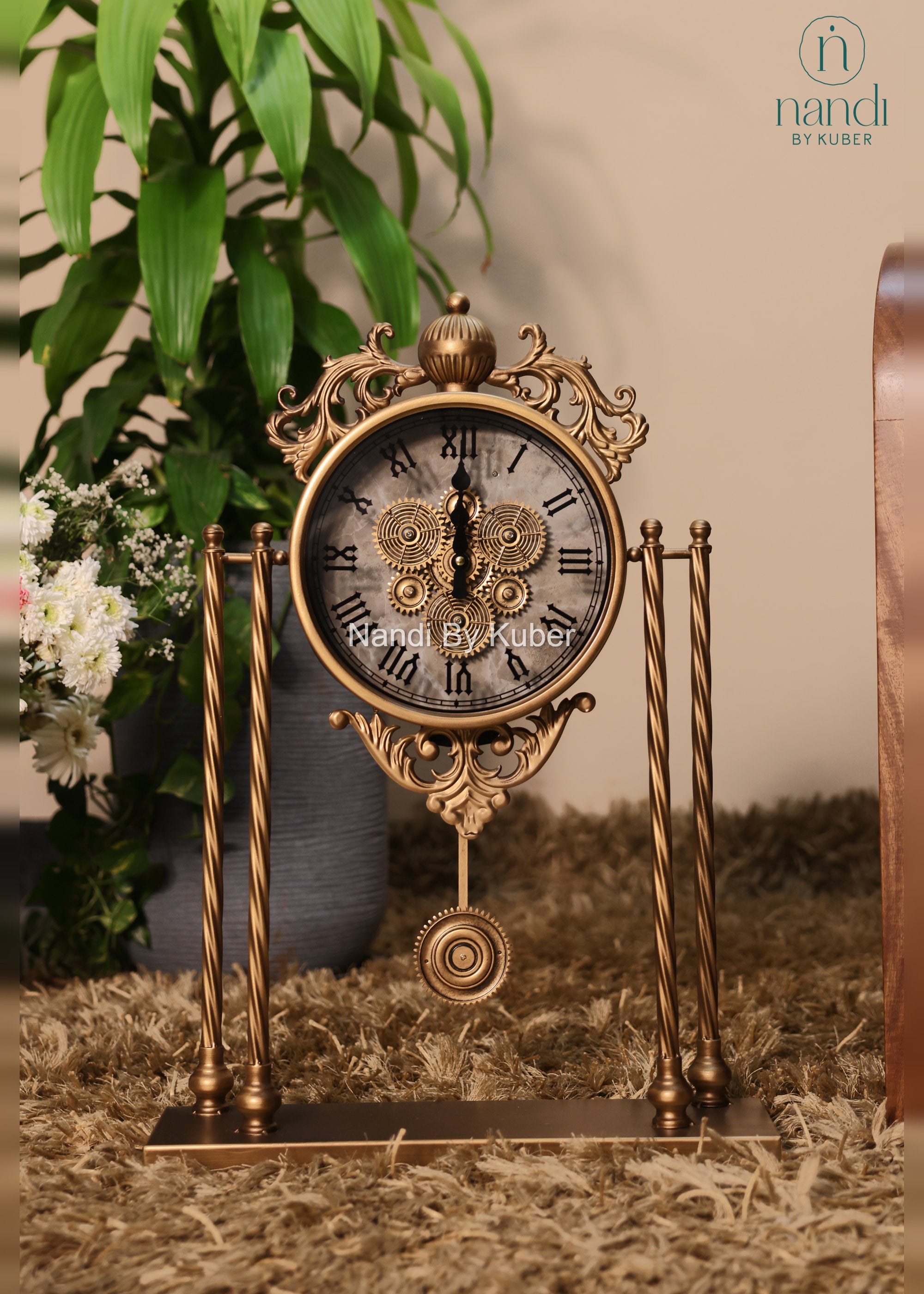 Iron Clock With Stand - side view