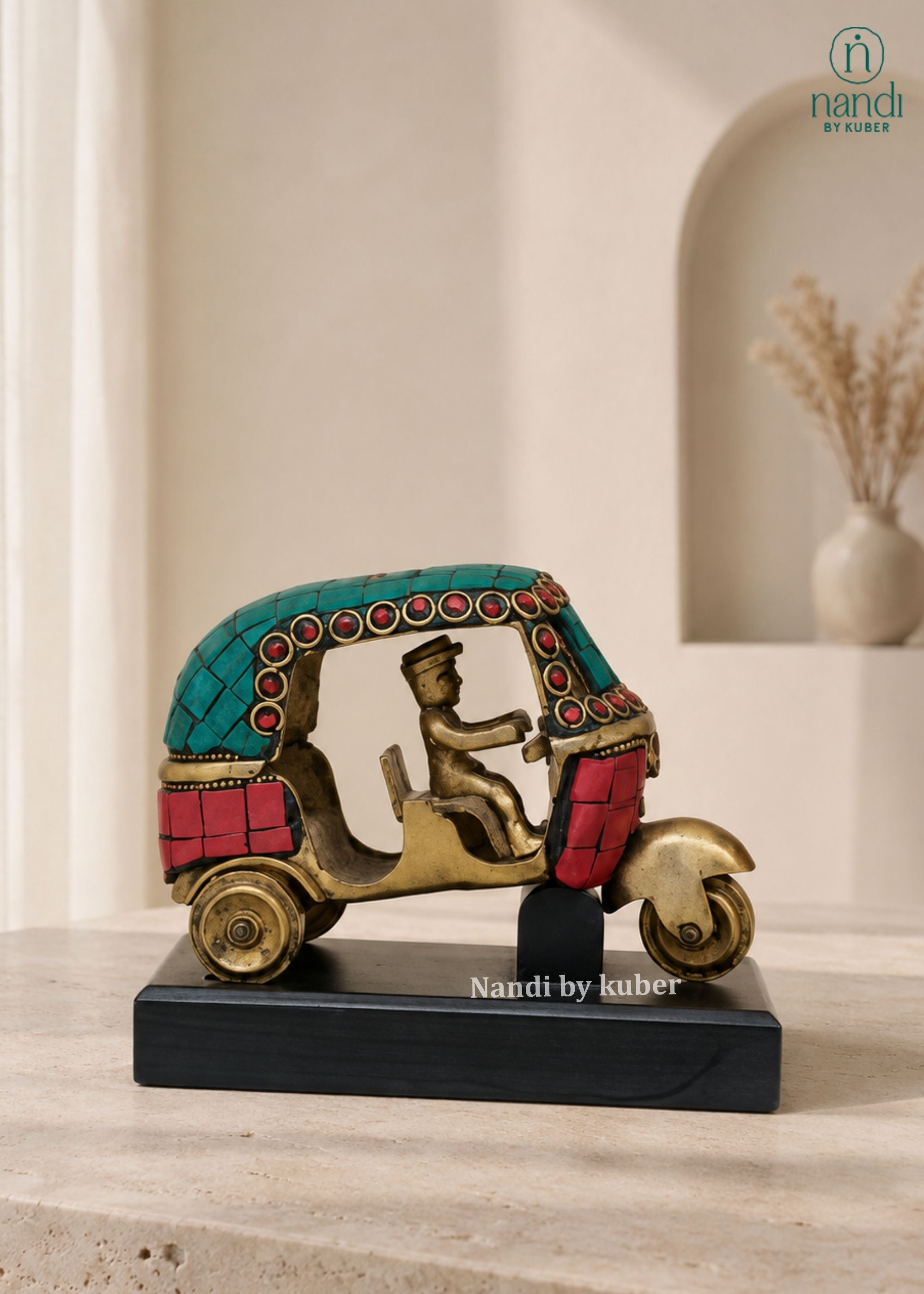 Auto Stone Embellished Indian Tuk Tuk - front view