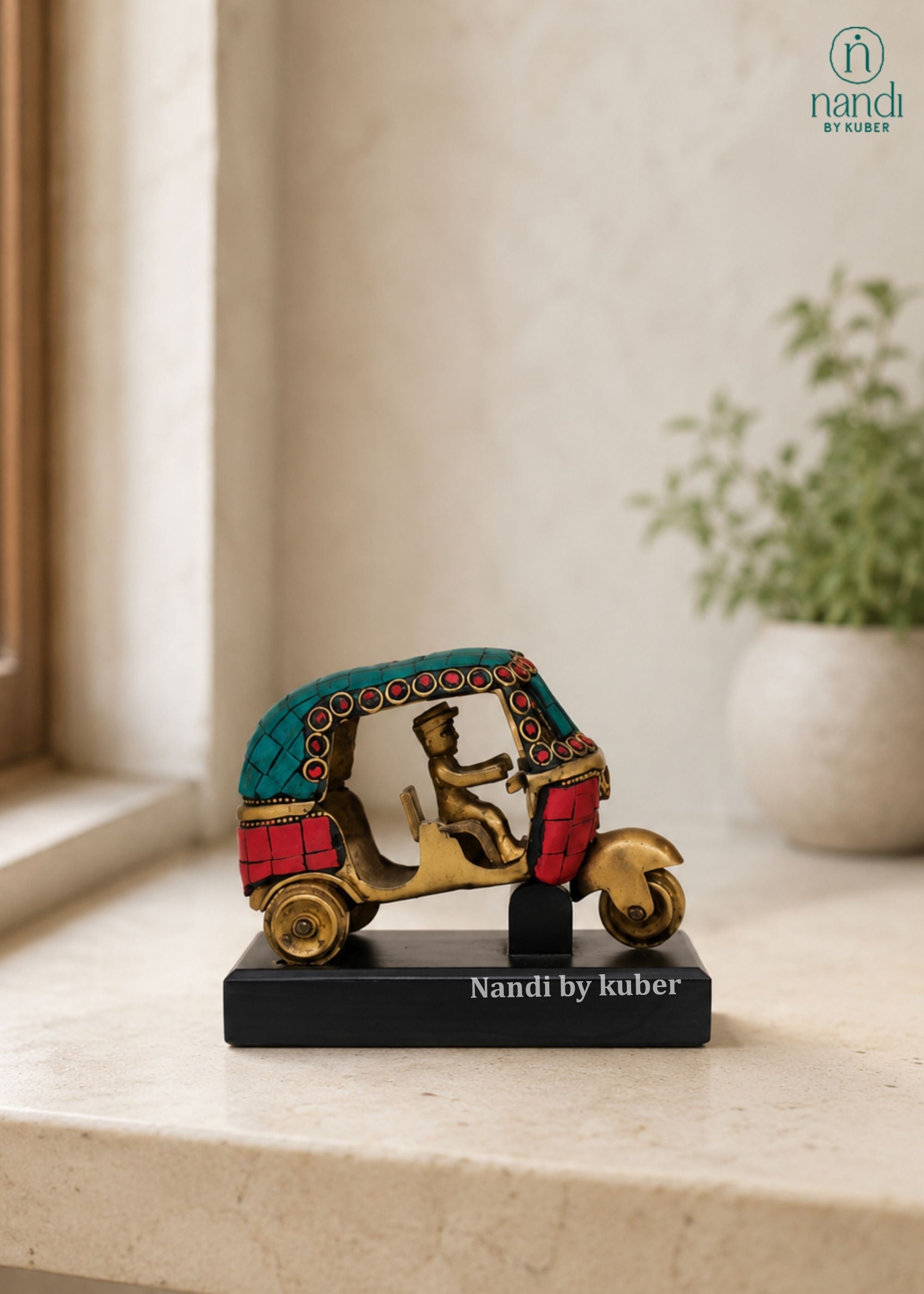 Auto Stone Embellished Indian Tuk Tuk - side view