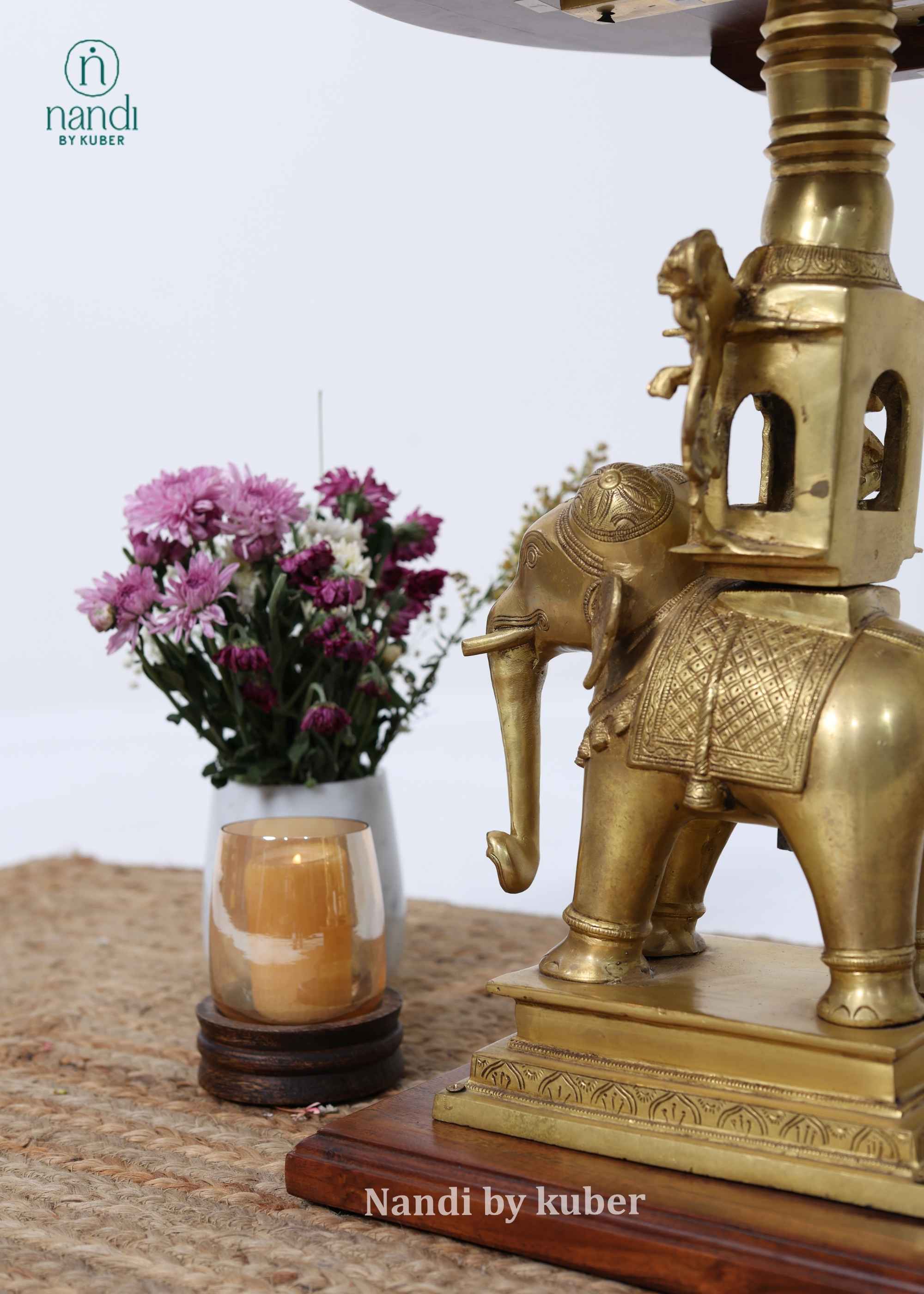 Brass Elephant Table - detail view