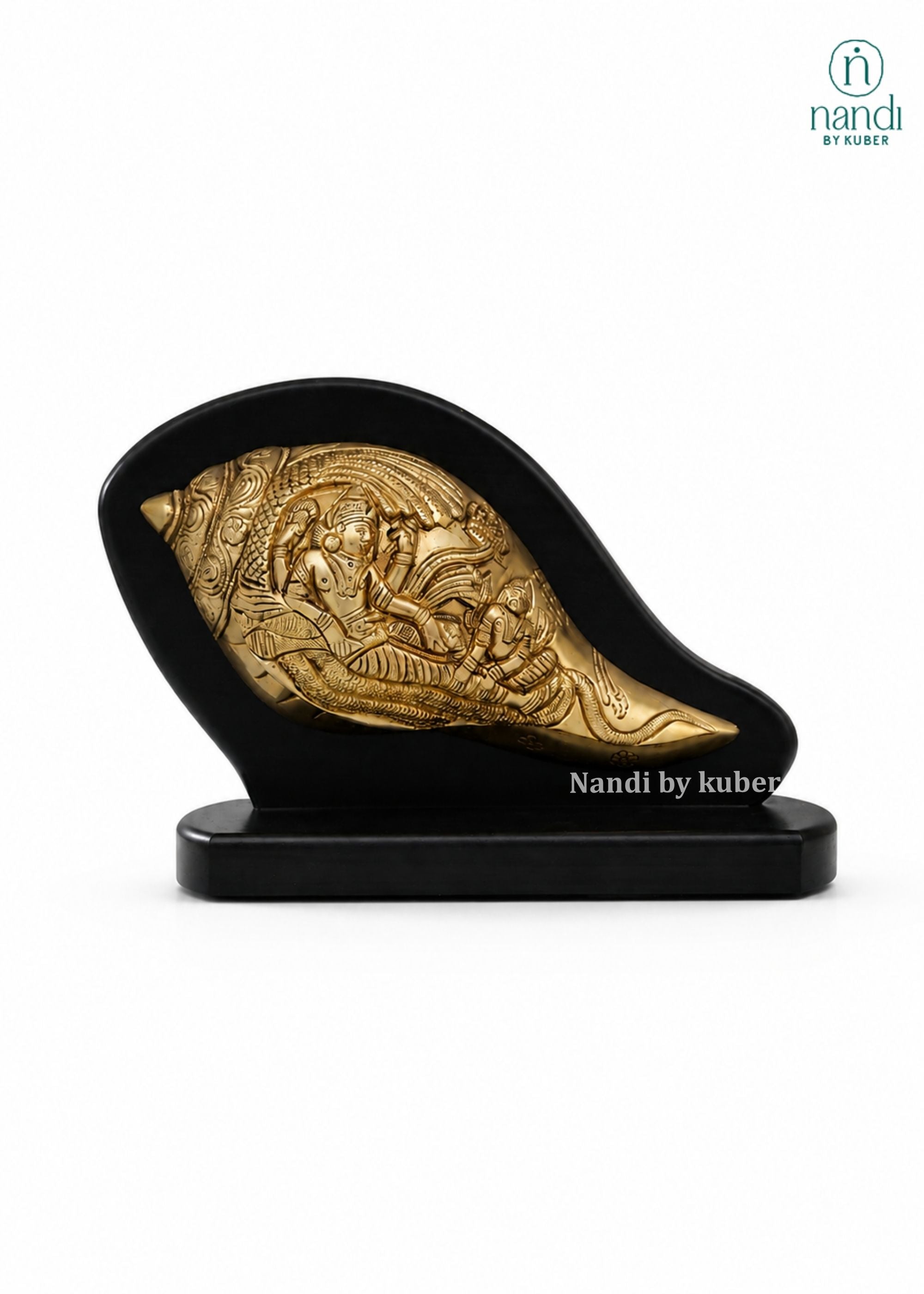 Brass Vishnu Conch With Base - front view