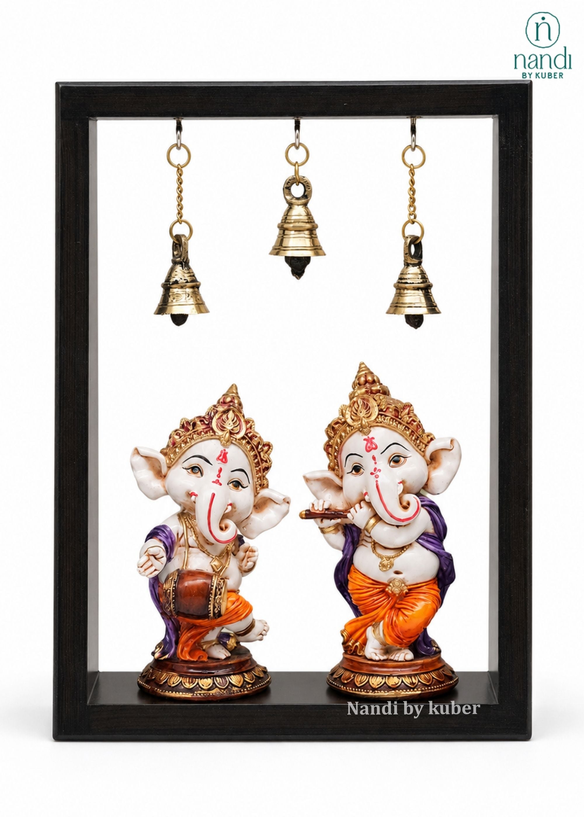 Wood Frame with Musical Ganesh - side view