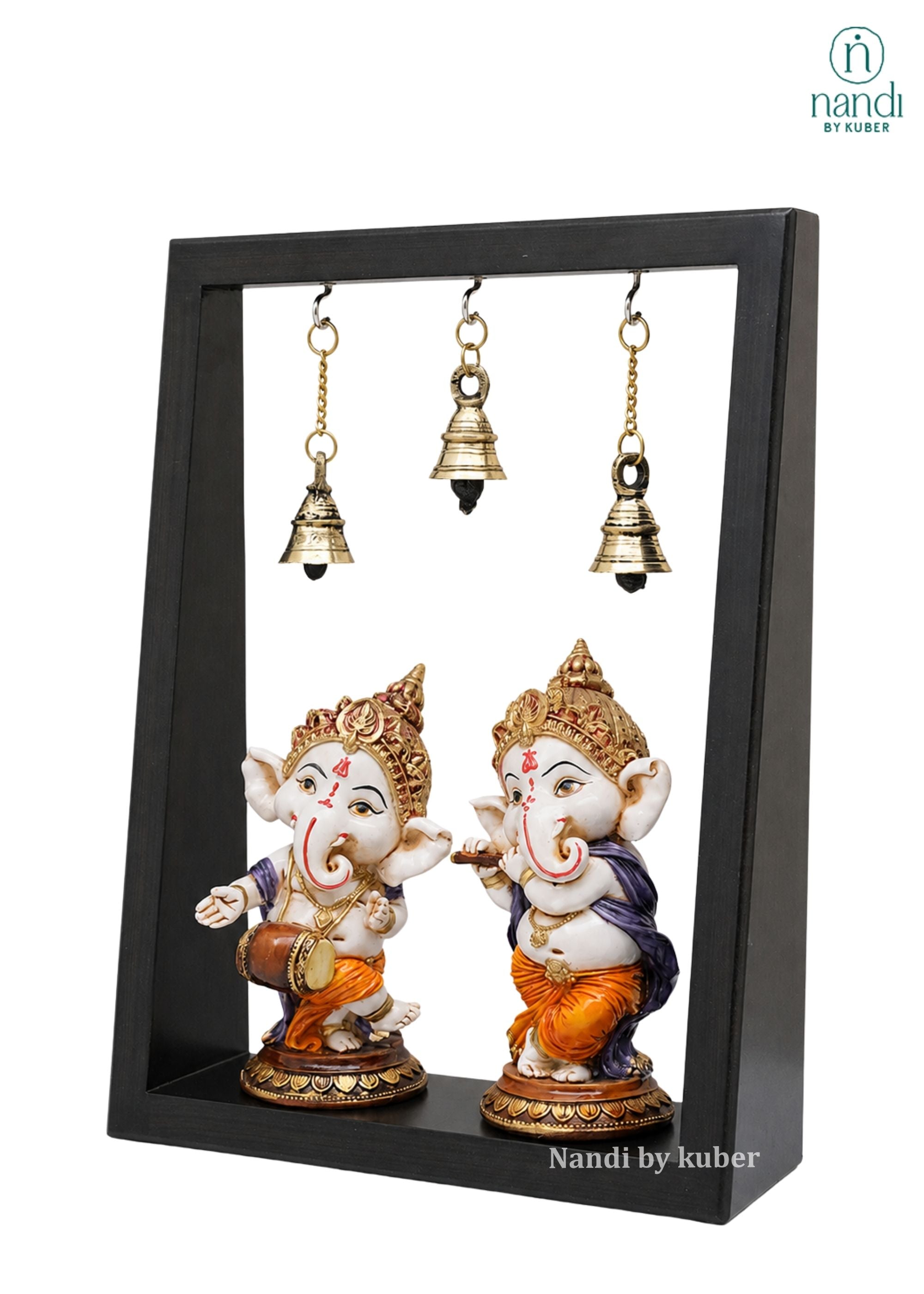Wood Frame with Musical Ganesh - detail view